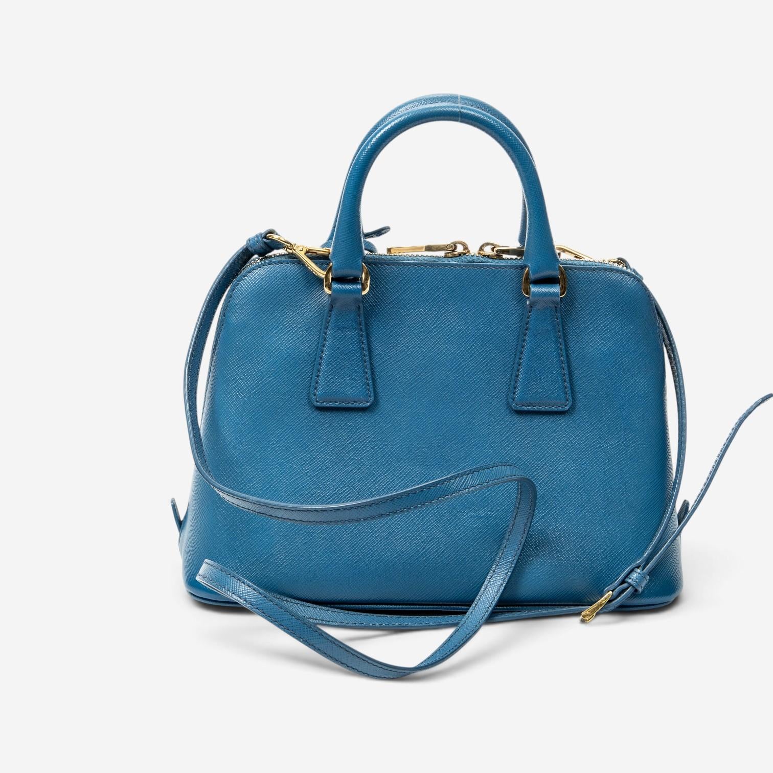 Prada Blue Saffiano Leather Small Zip Promenade Bag ABC8617 — view 5