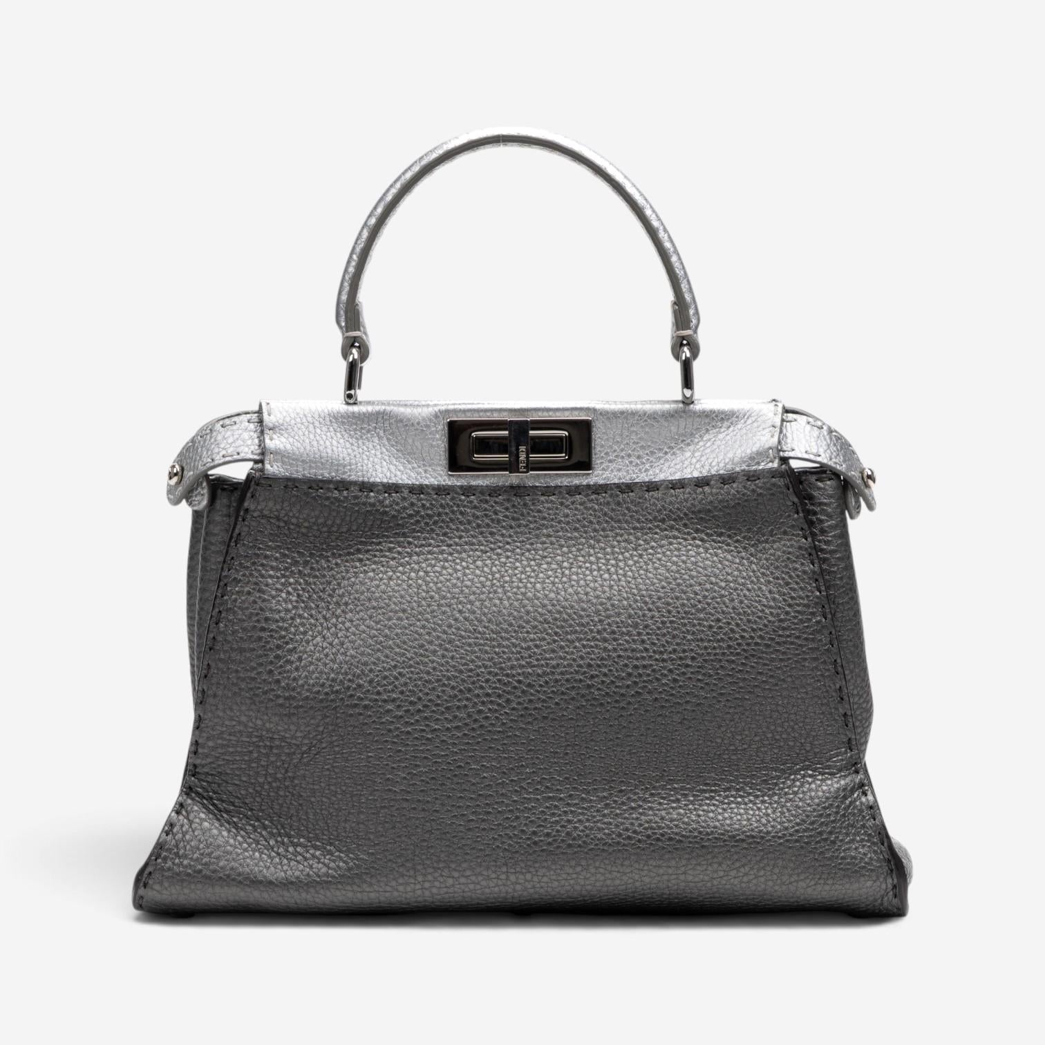 Fendi Peekaboo Pebbled Calfskin Leather Medium Selleria Bag GTU0759