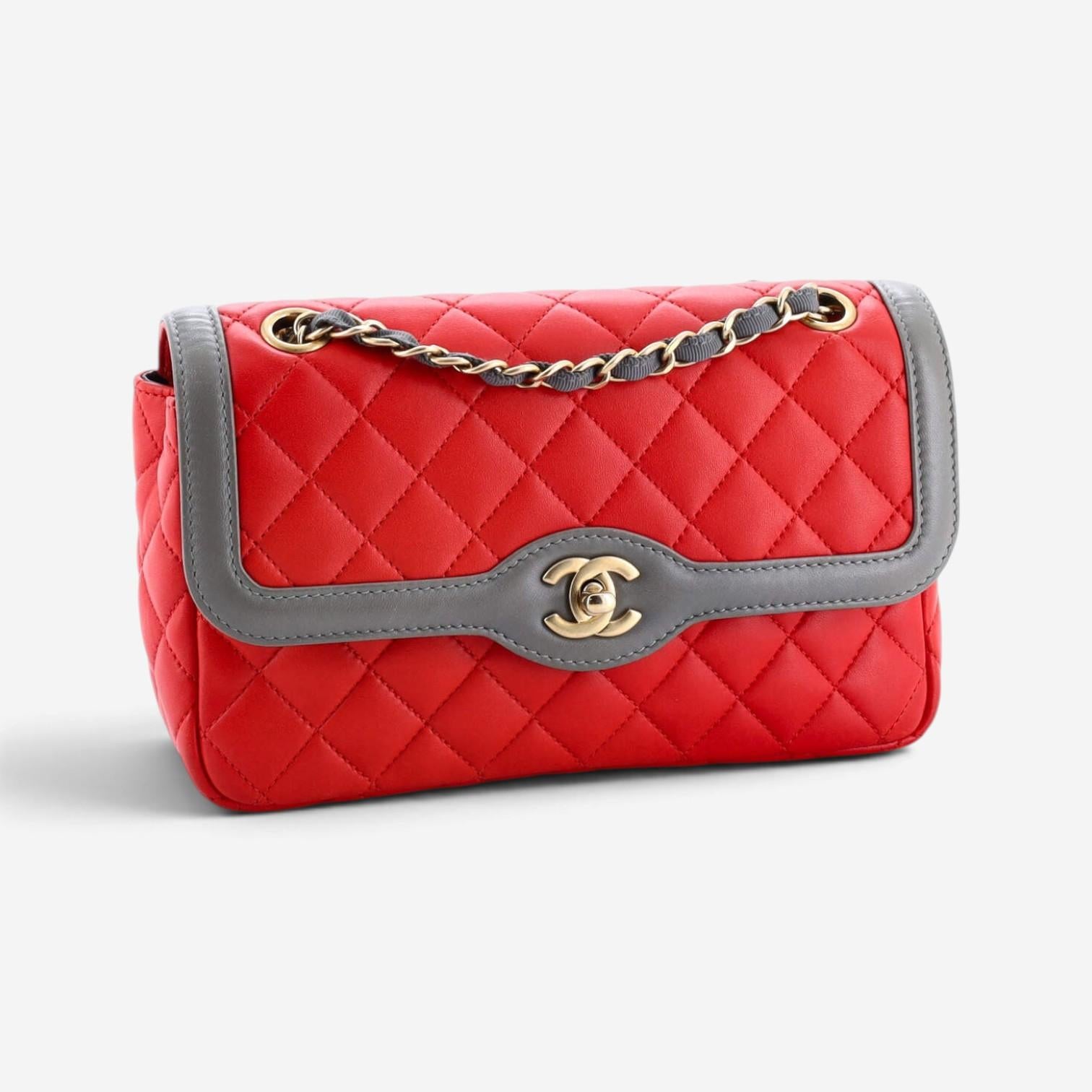 Chanel Classic Red Lambskin Leather Single Flap Bag GTU0484 — view 2