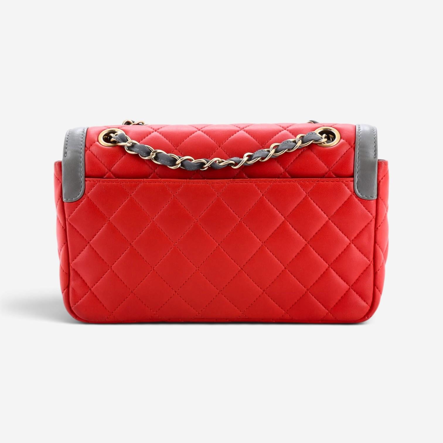 Chanel Classic Red Lambskin Leather Single Flap Bag GTU0484 — view 3