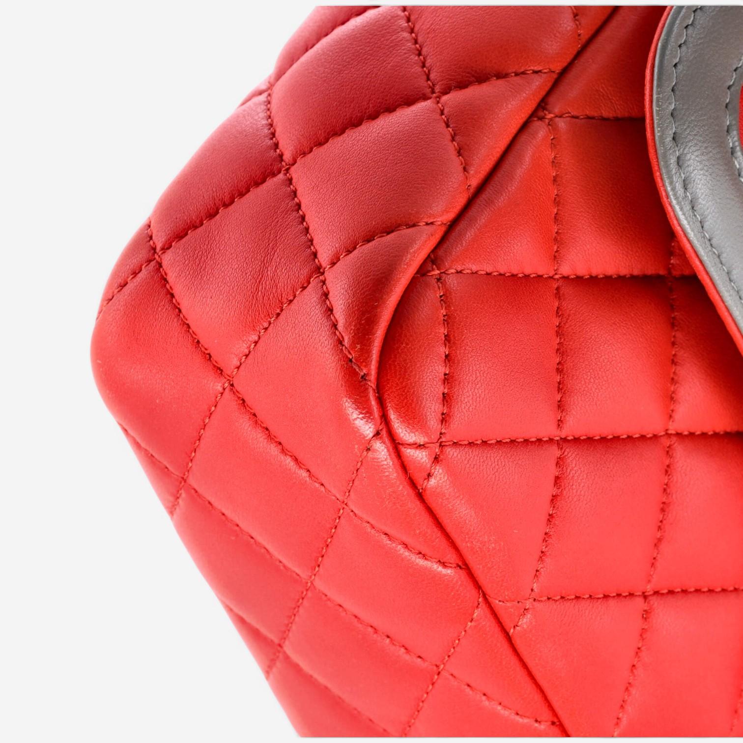Chanel Classic Red Lambskin Leather Single Flap Bag GTU0484 — view 5