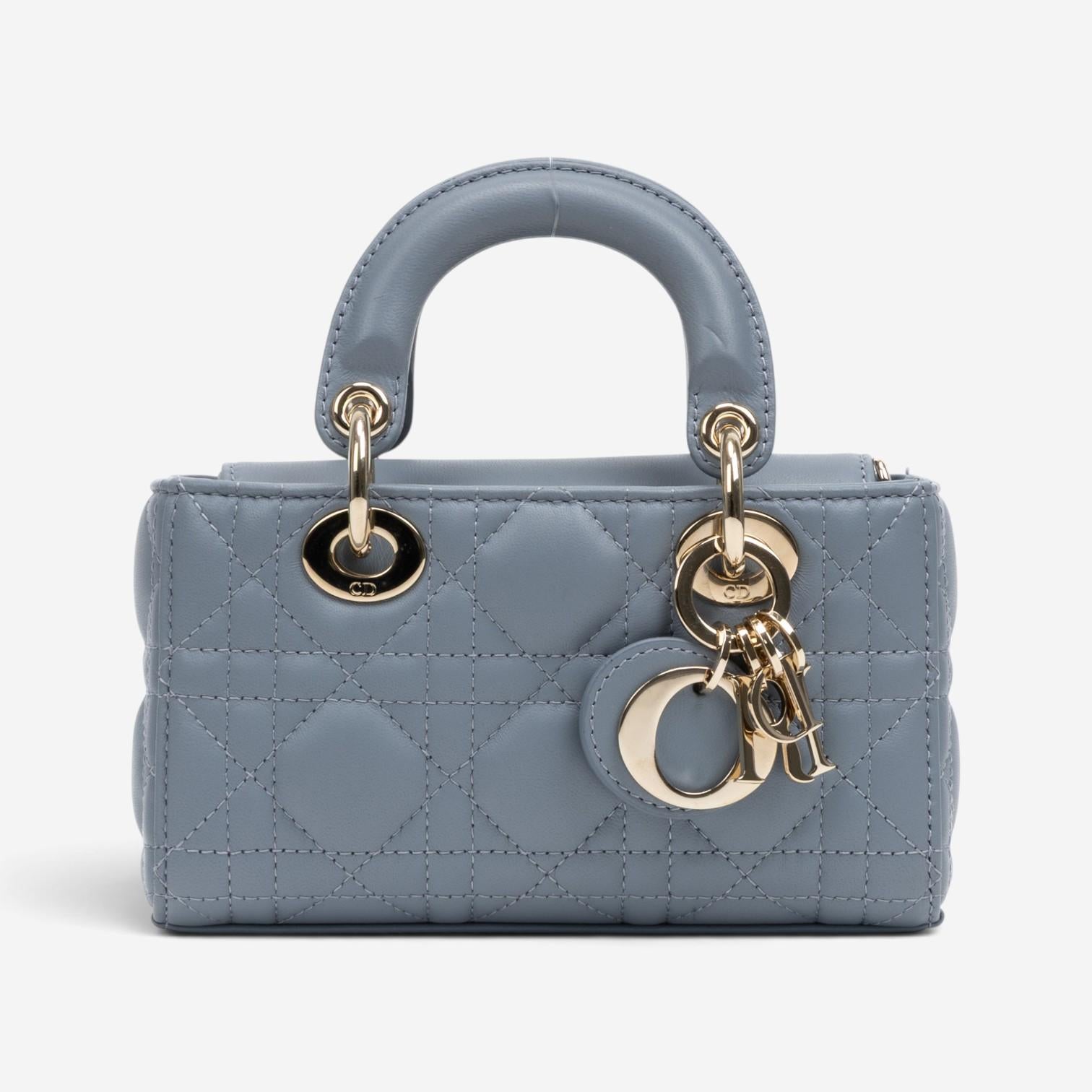 Dior Lady Dior Joy Light Blue Lambskin Top Handle Bag GTU0774