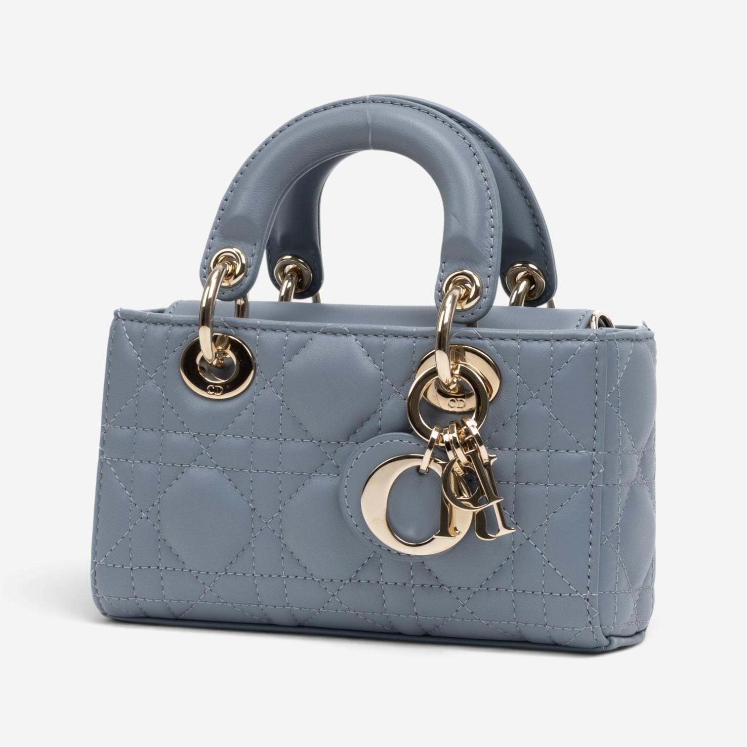 Dior Lady Dior Joy Light Blue Lambskin Top Handle Bag GTU0774 — view 2