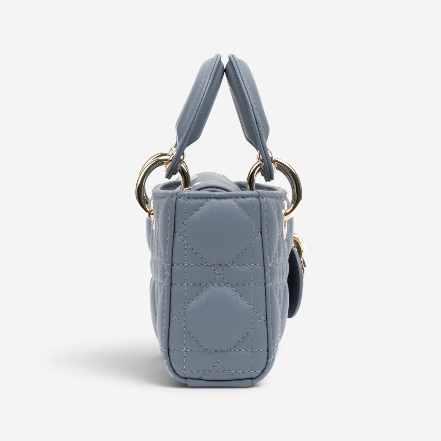 Dior Lady Dior Joy Light Blue Lambskin Top Handle Bag GTU0774 — view 3