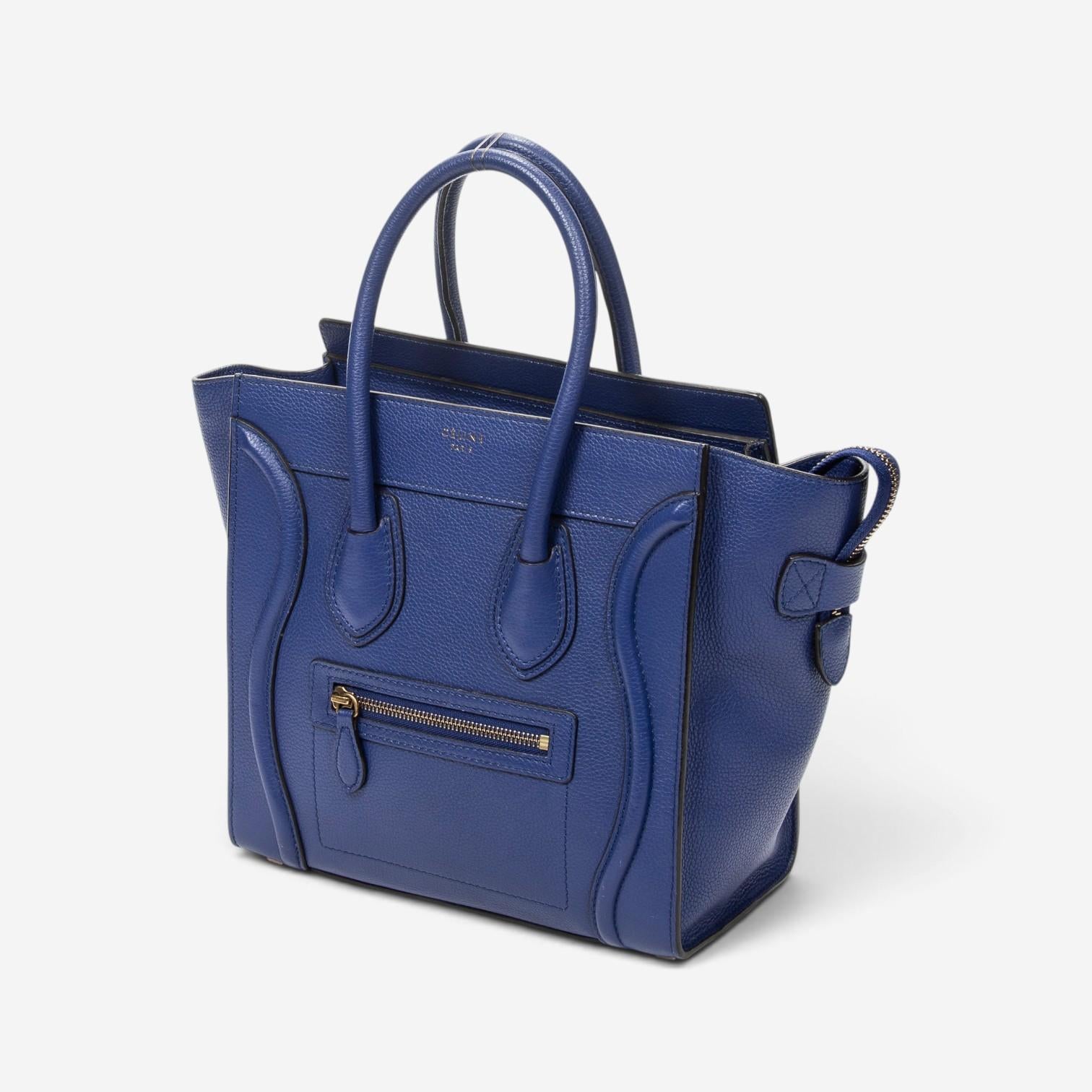 Celine Royal Blue Grained Calfskin Leather Micro Luggage Tote Bag ABC9419 — view 2