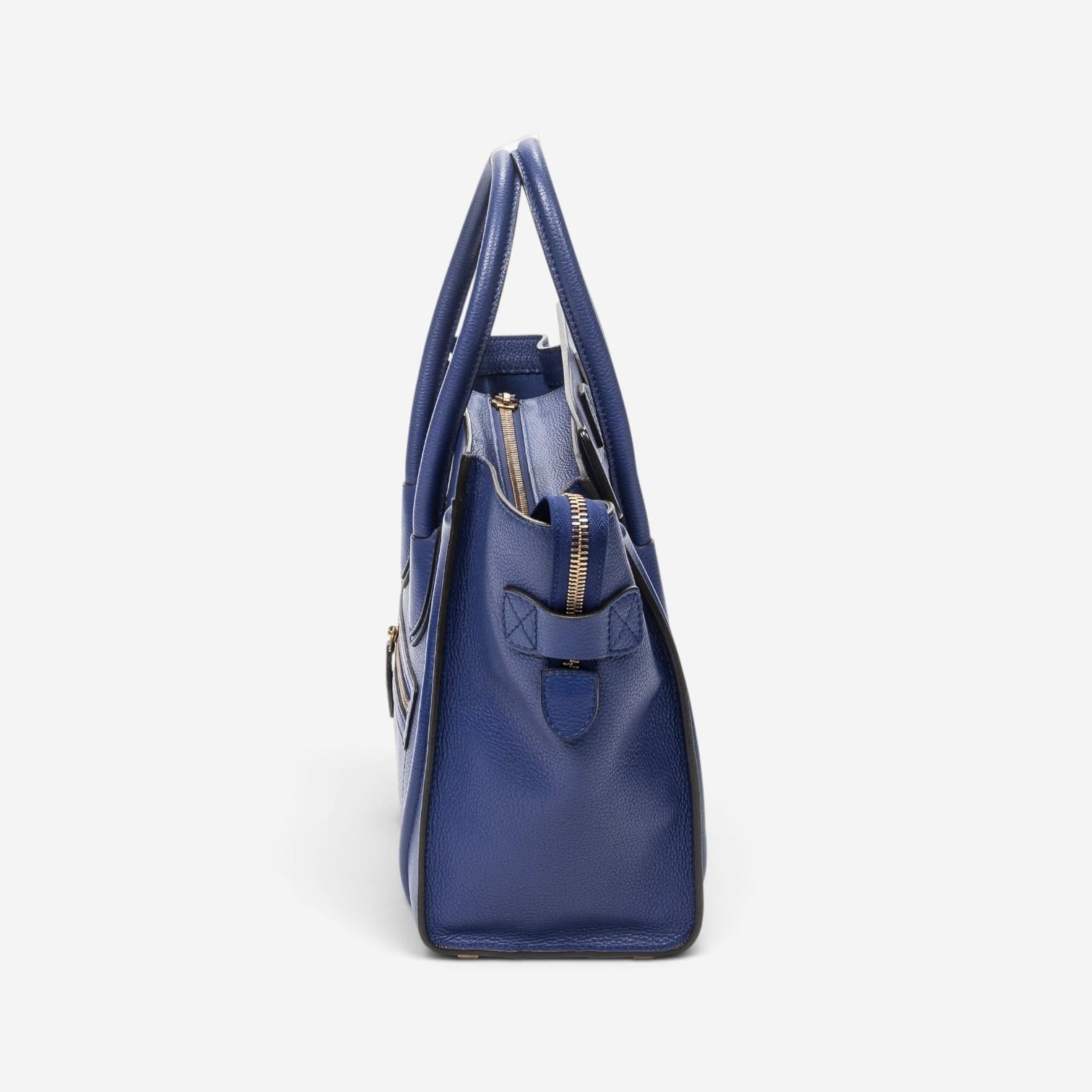 Celine Royal Blue Grained Calfskin Leather Micro Luggage Tote Bag ABC9419 — view 3