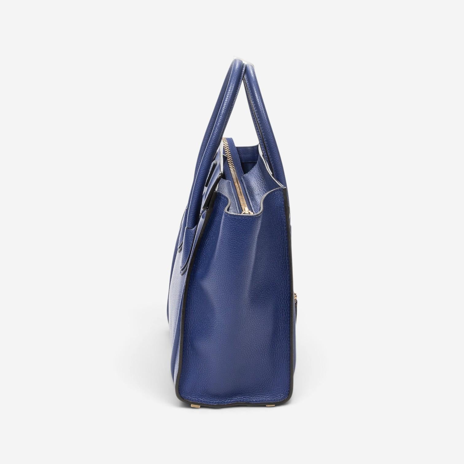 Celine Royal Blue Grained Calfskin Leather Micro Luggage Tote Bag ABC9419 — view 4