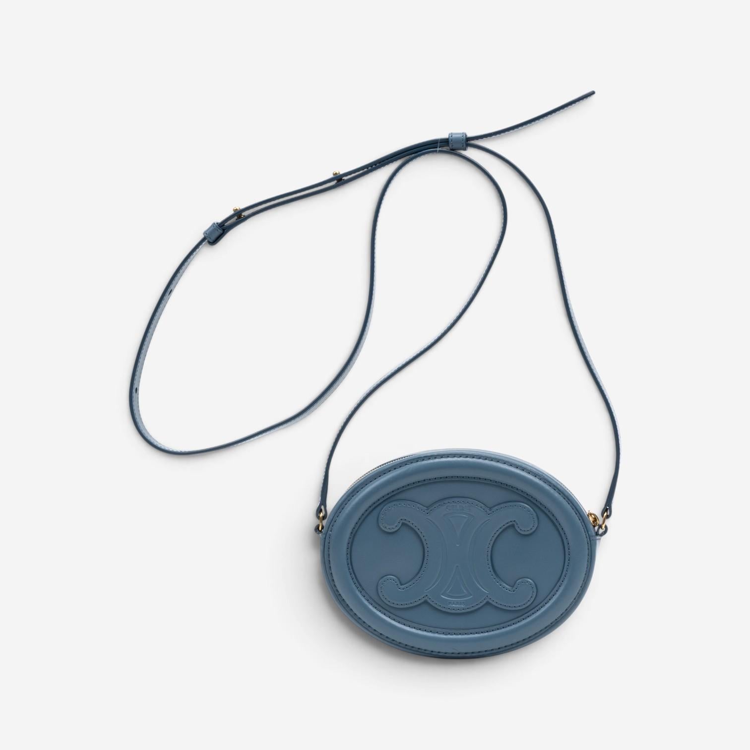 Celine Triomphe Light Blue Smooth Leather Mini Oval Crossbody Bag GTU0783 — view 5