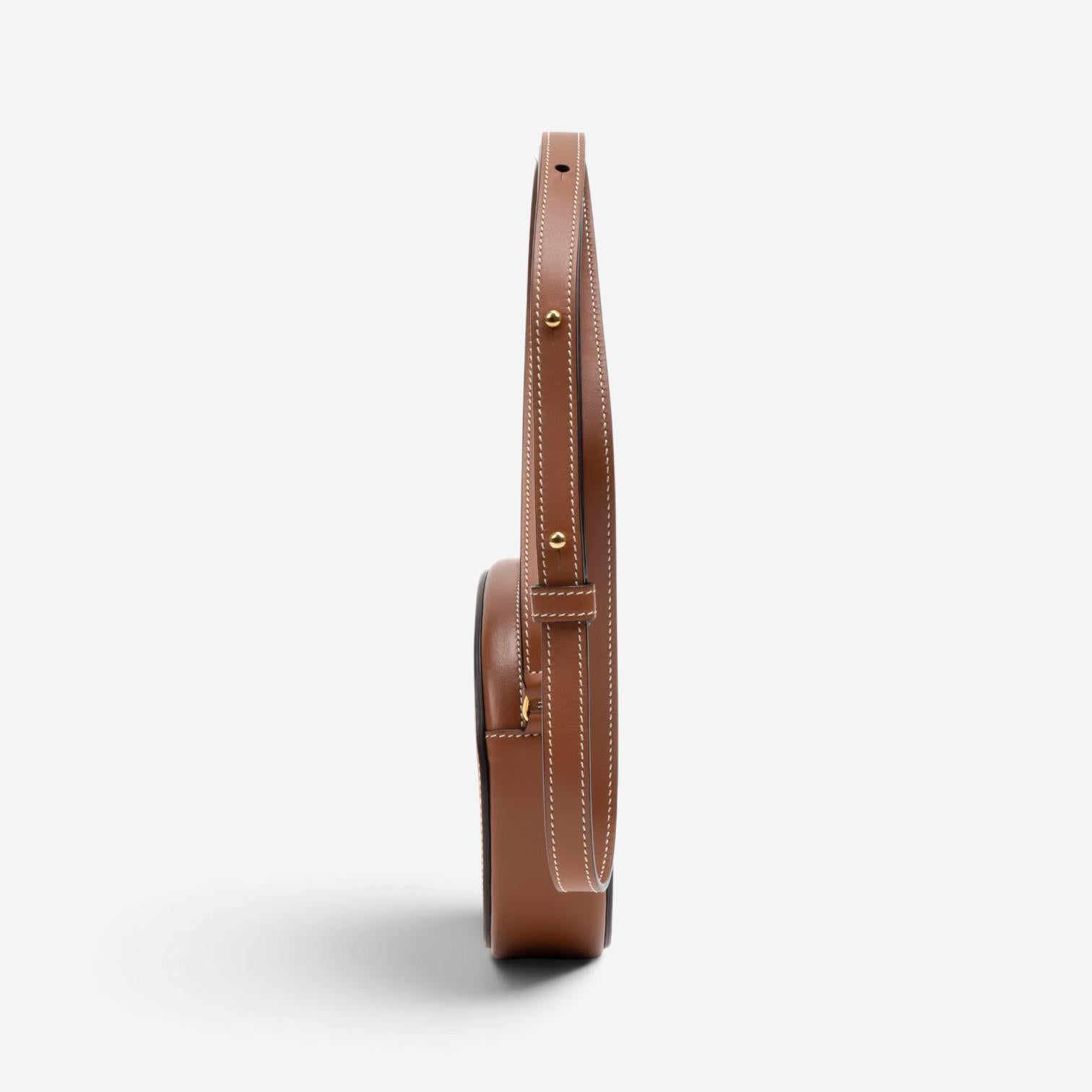 Celine Brown Smooth Leather Triomphe Mini Oval Crossbody Bag GTU0782 — view 4
