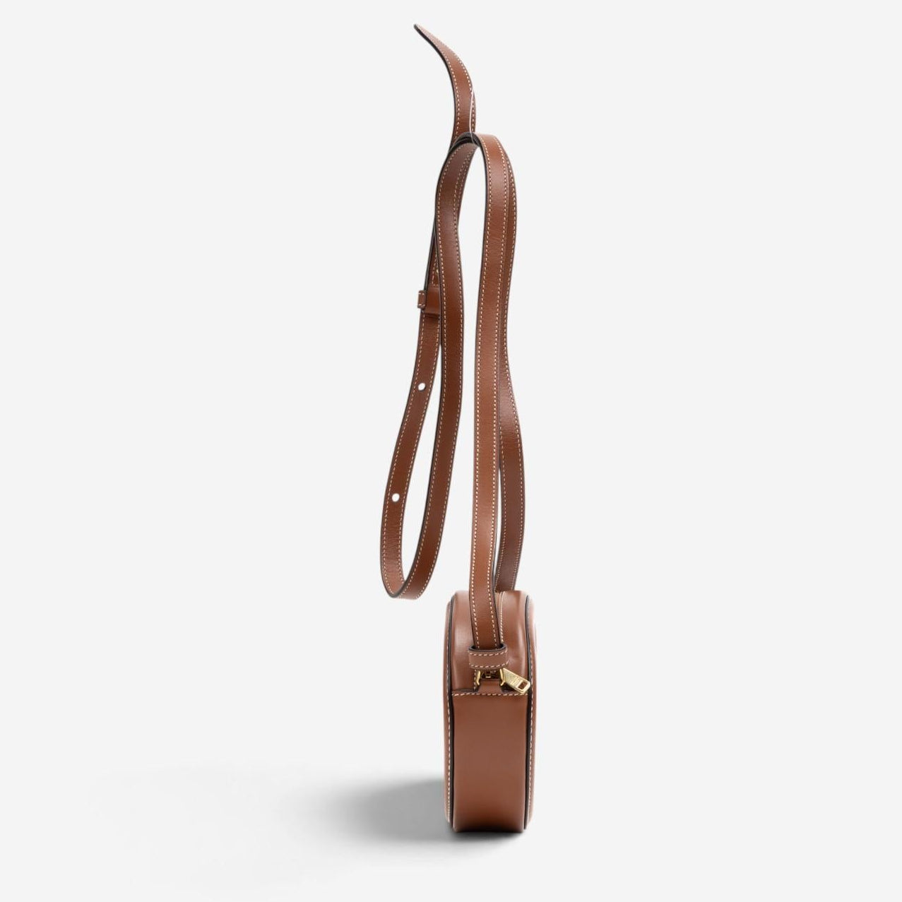 Celine Brown & Beige Woven Canvas Triomphe Mini Oval Crossbody Bag GTU0784 — view 3