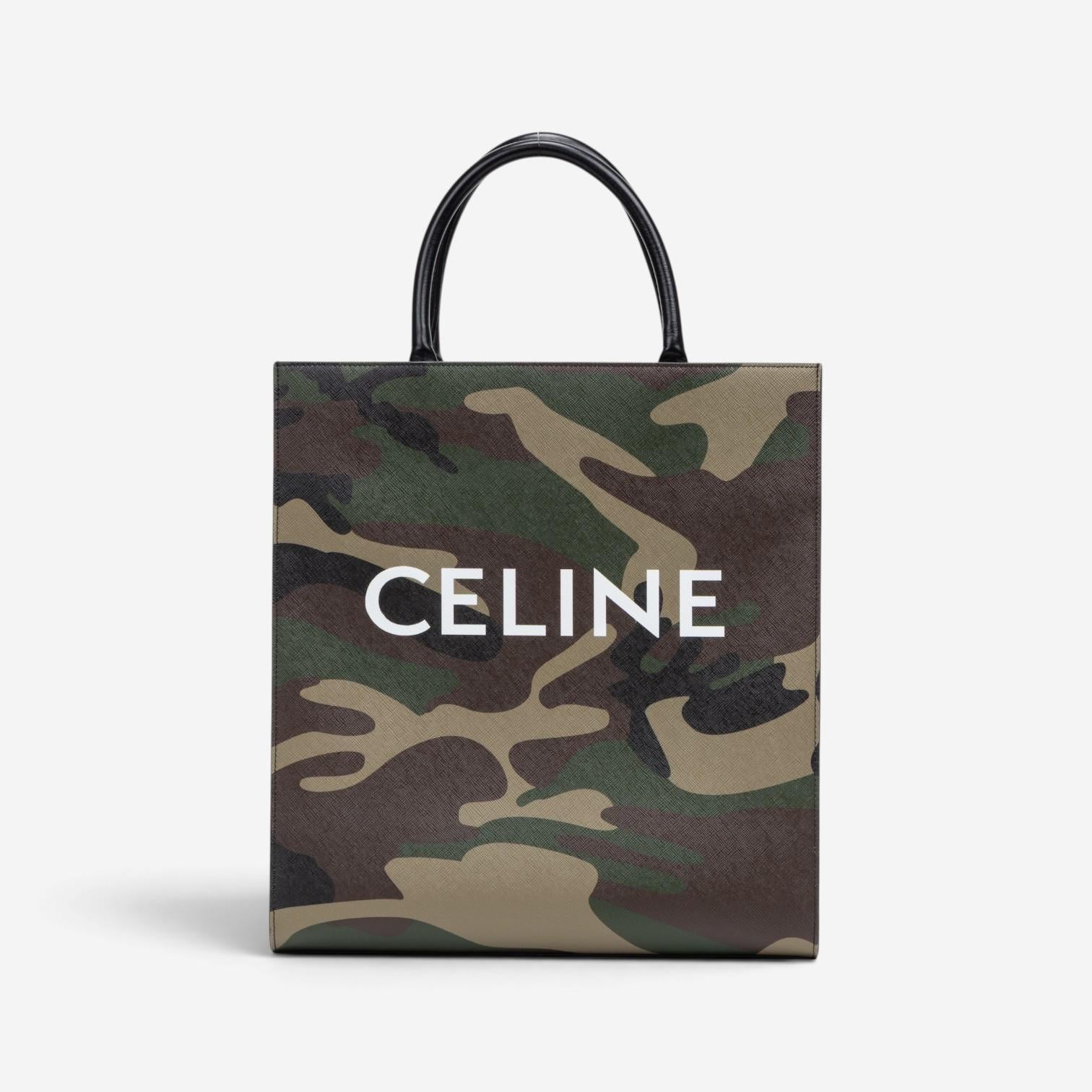Celine Camouflage Khaki Canvas Medium Vertical Cabas Tote Bag GTU071 — view 2