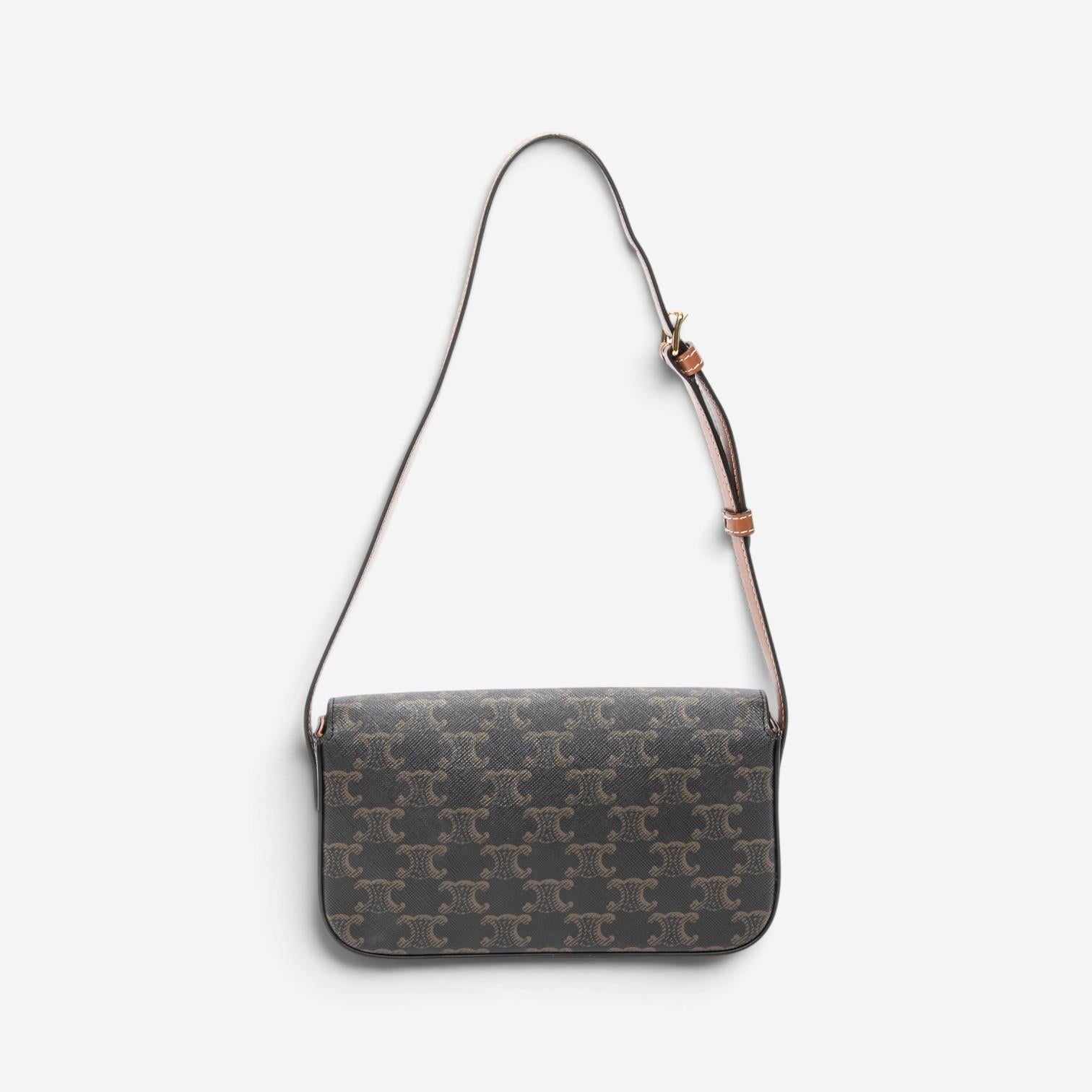 Celine Triomphe Brown/Gray Coated Canvas Claude Shoulder Bag ABC7202 — view 5