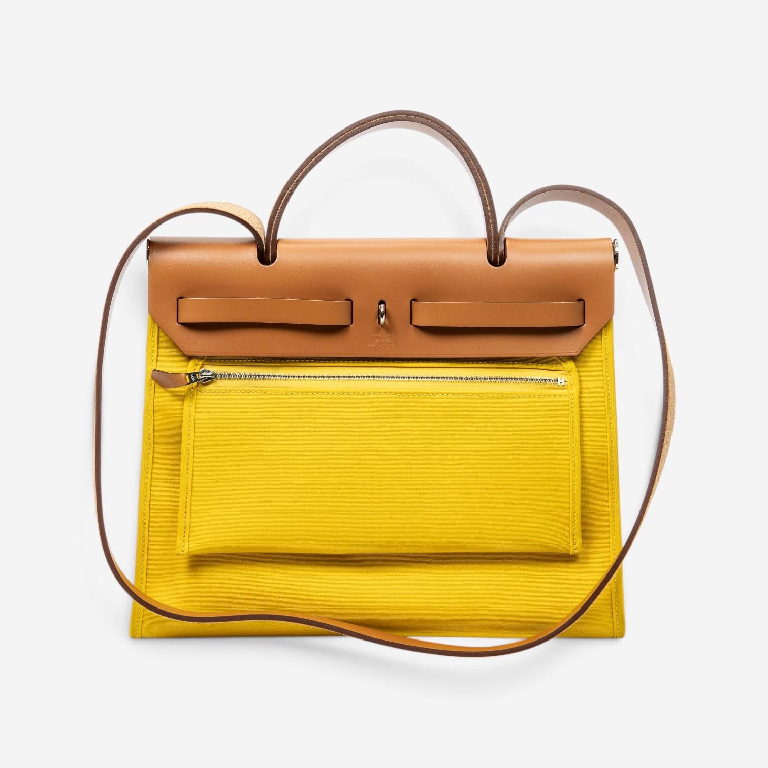 Hermès Herbag Zip Yellow Toile Officier Canvas Leather Bag ABC3734 — view 3