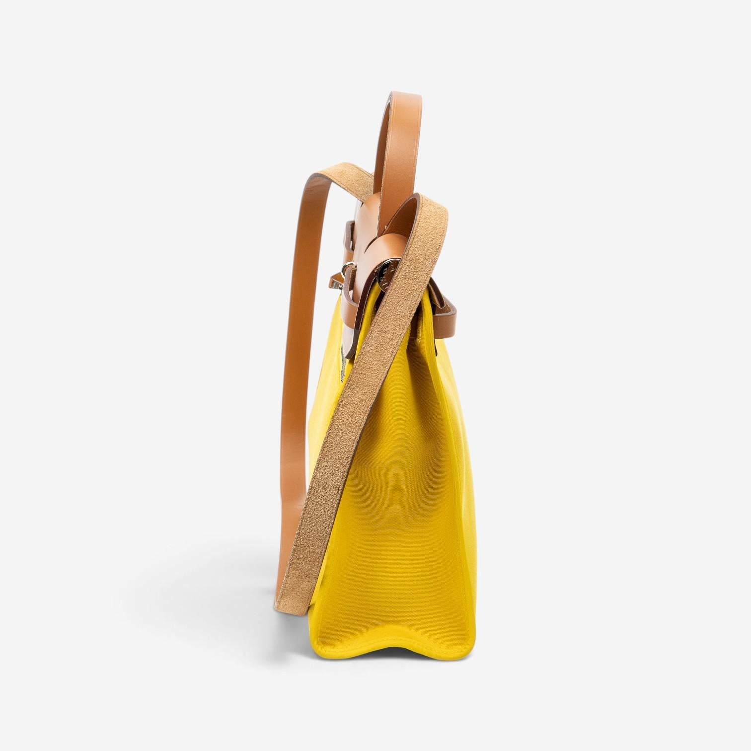Hermès Herbag Zip Yellow Toile Officier Canvas Leather Bag ABC3734 — view 5