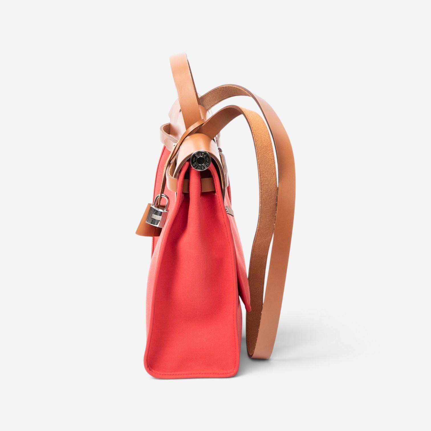 Hermès Herbag Zip Rouge Tomate Toile Officier Canvas Leather Bag ABC4930 — view 4