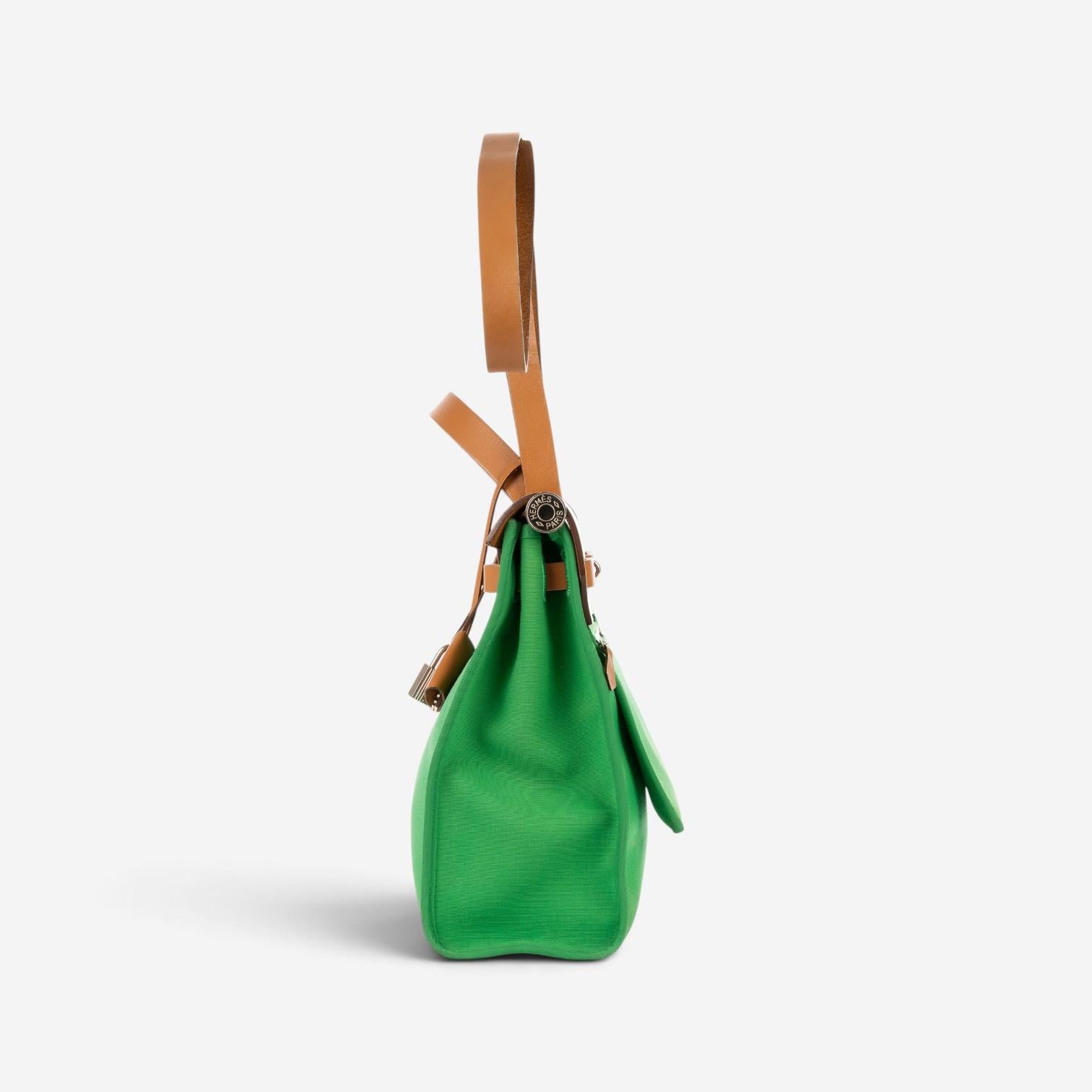 Hermès Herbag Zip Green/Tan Toile Officier Canvas Leather Bag OAG7751 — view 4