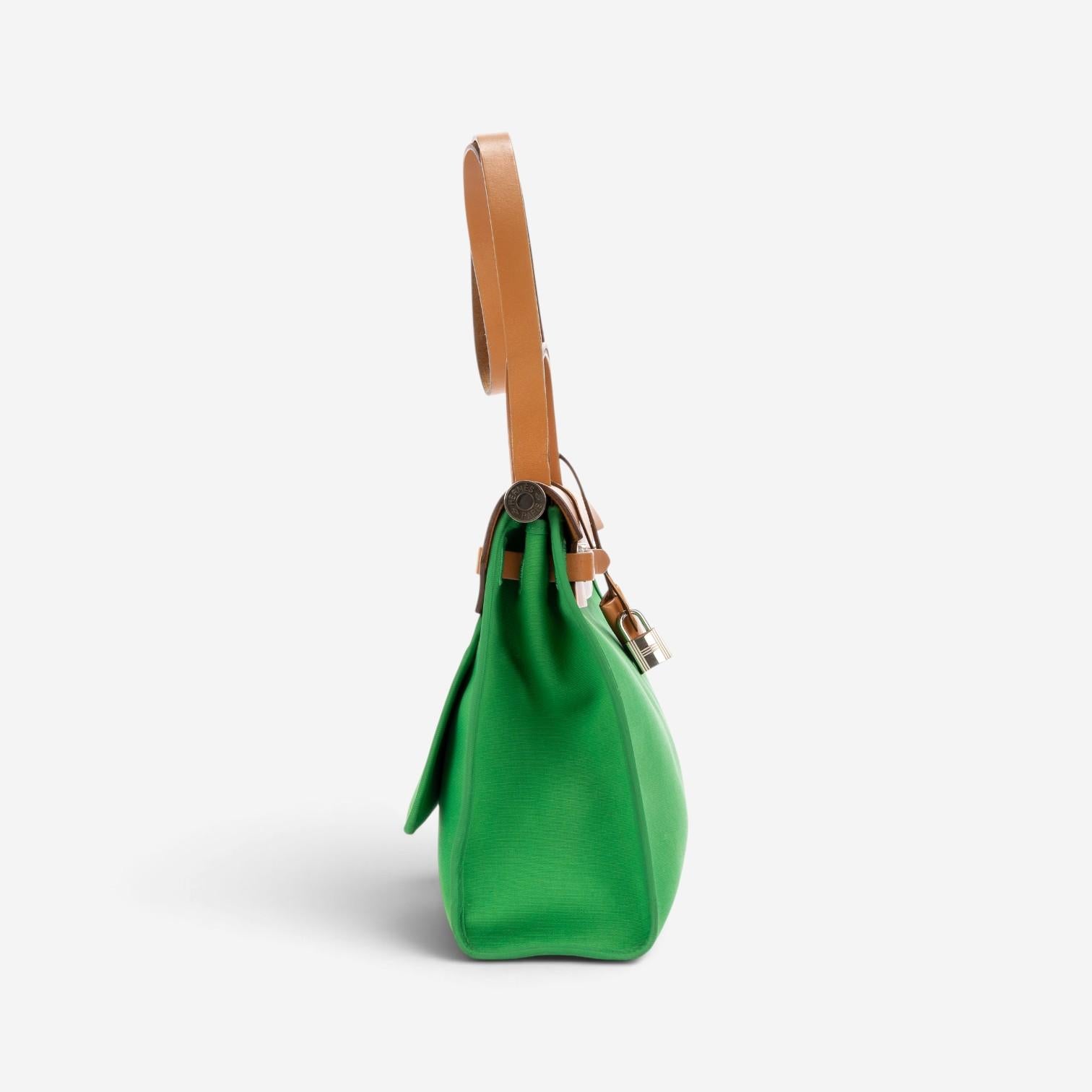 Hermès Herbag Zip Green/Tan Toile Officier Canvas Leather Bag OAG7751 — view 5