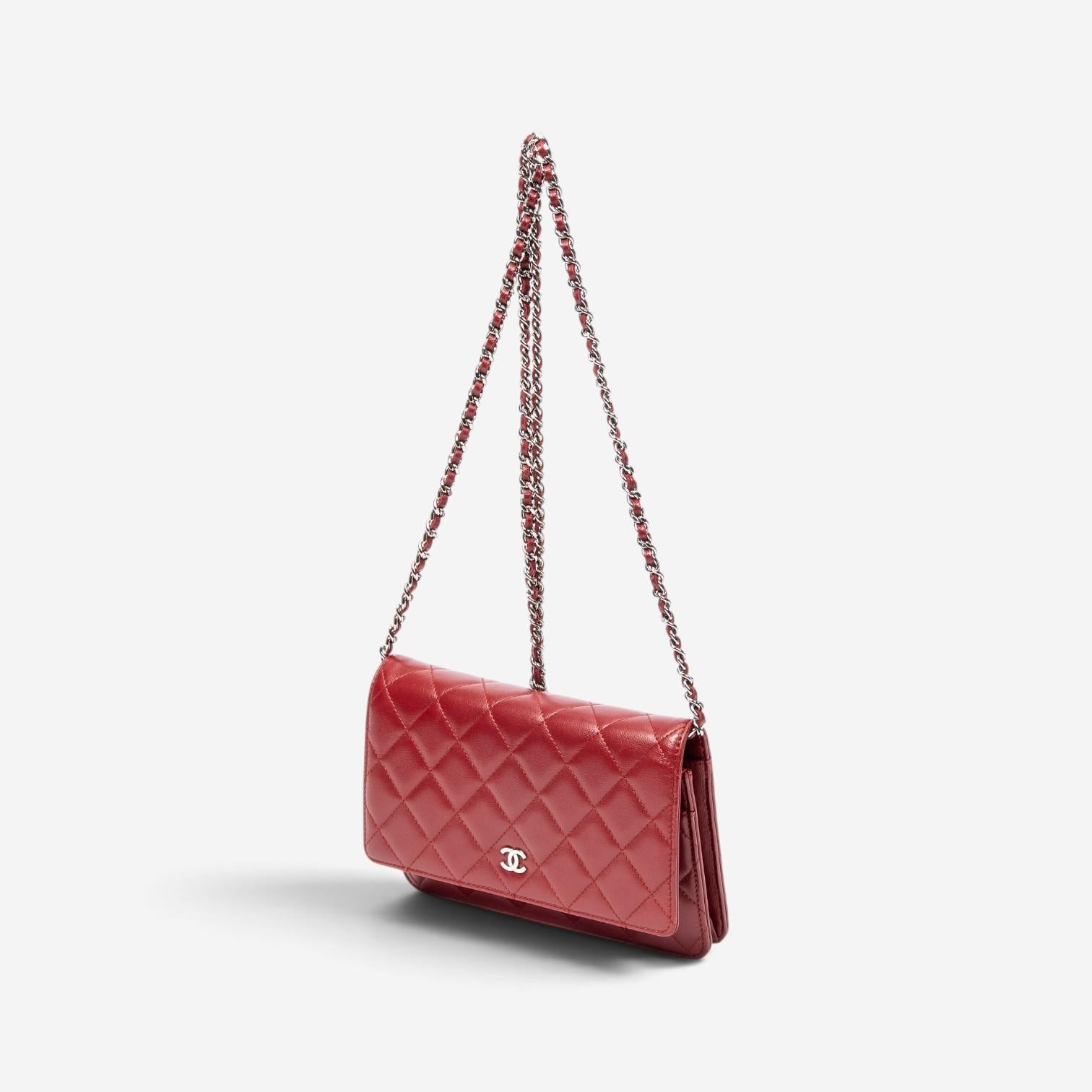 Chanel Classic Red Lambskin Leather Chain Wallet ABC0744 — view 2