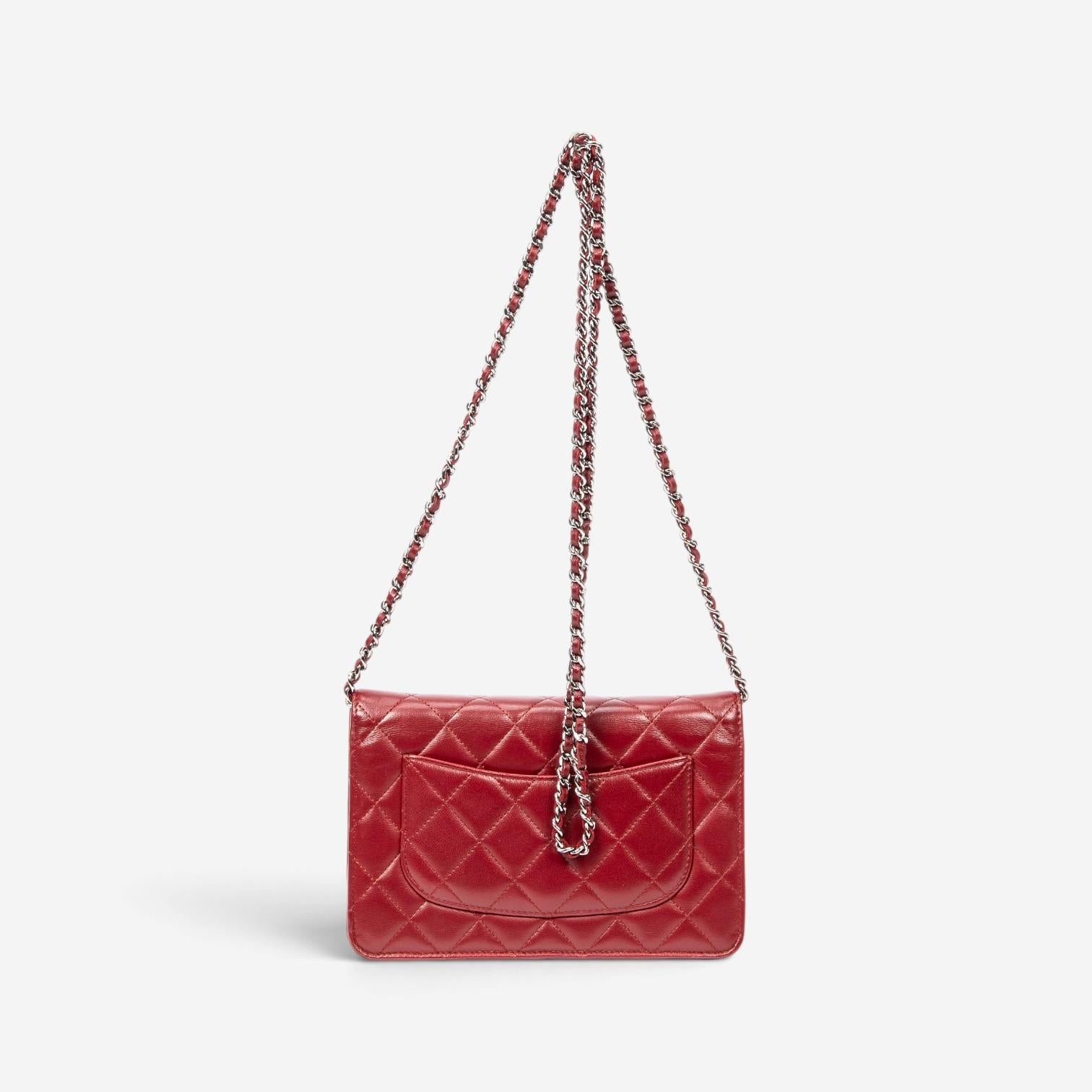 Chanel Classic Red Lambskin Leather Chain Wallet ABC0744 — view 5