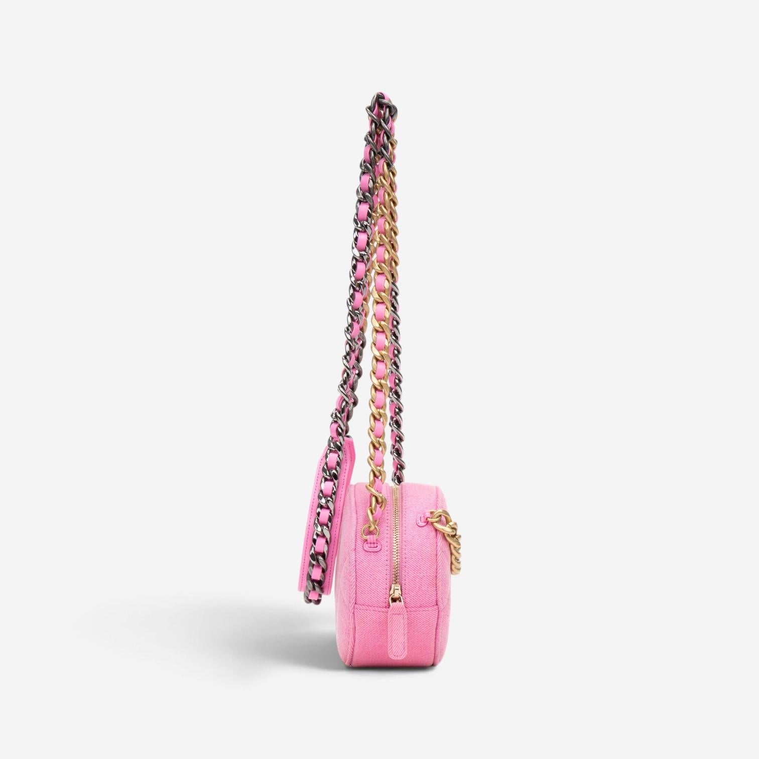 Chanel Pink Denim Canvas 19 Round Mini Clutch GTU0735 — view 3
