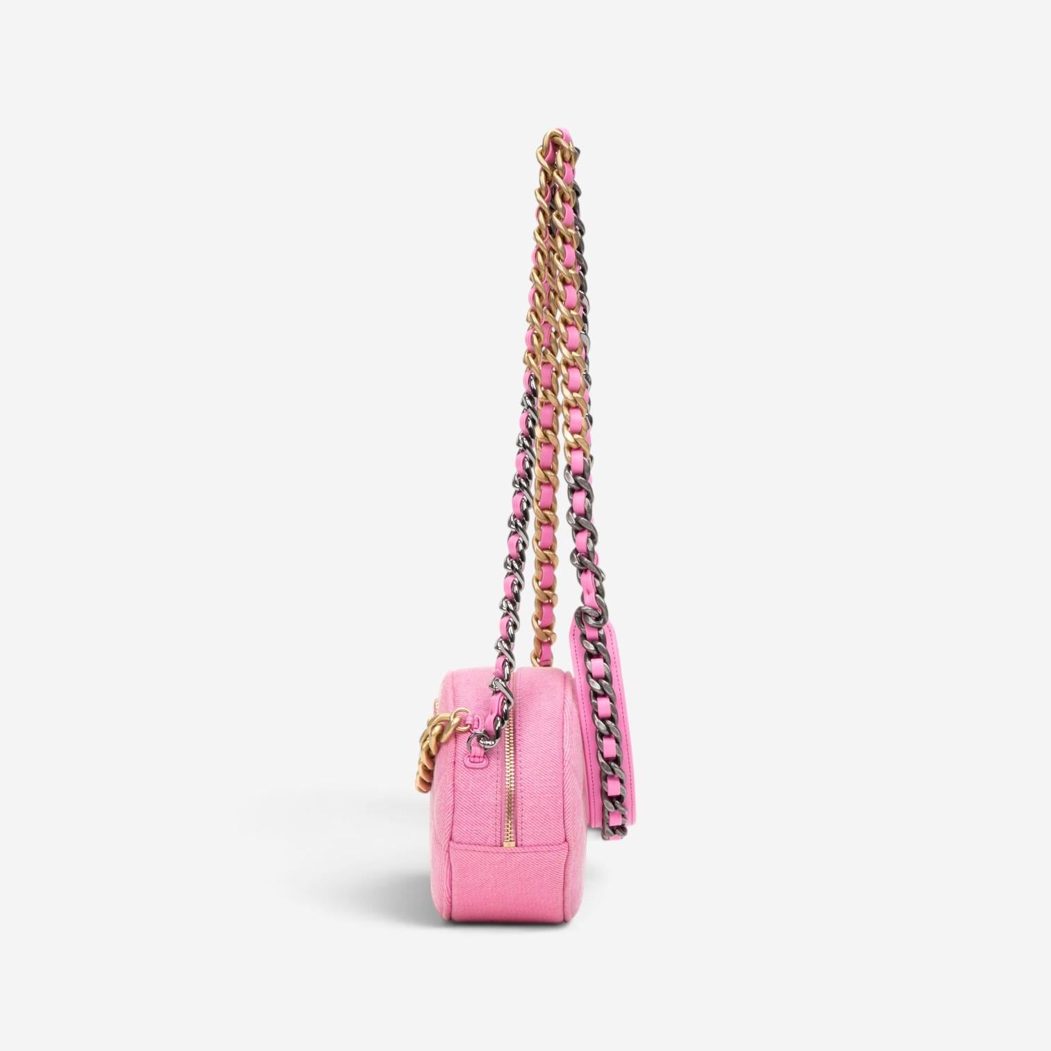 Chanel Pink Denim Canvas 19 Round Mini Clutch GTU0735 — view 4