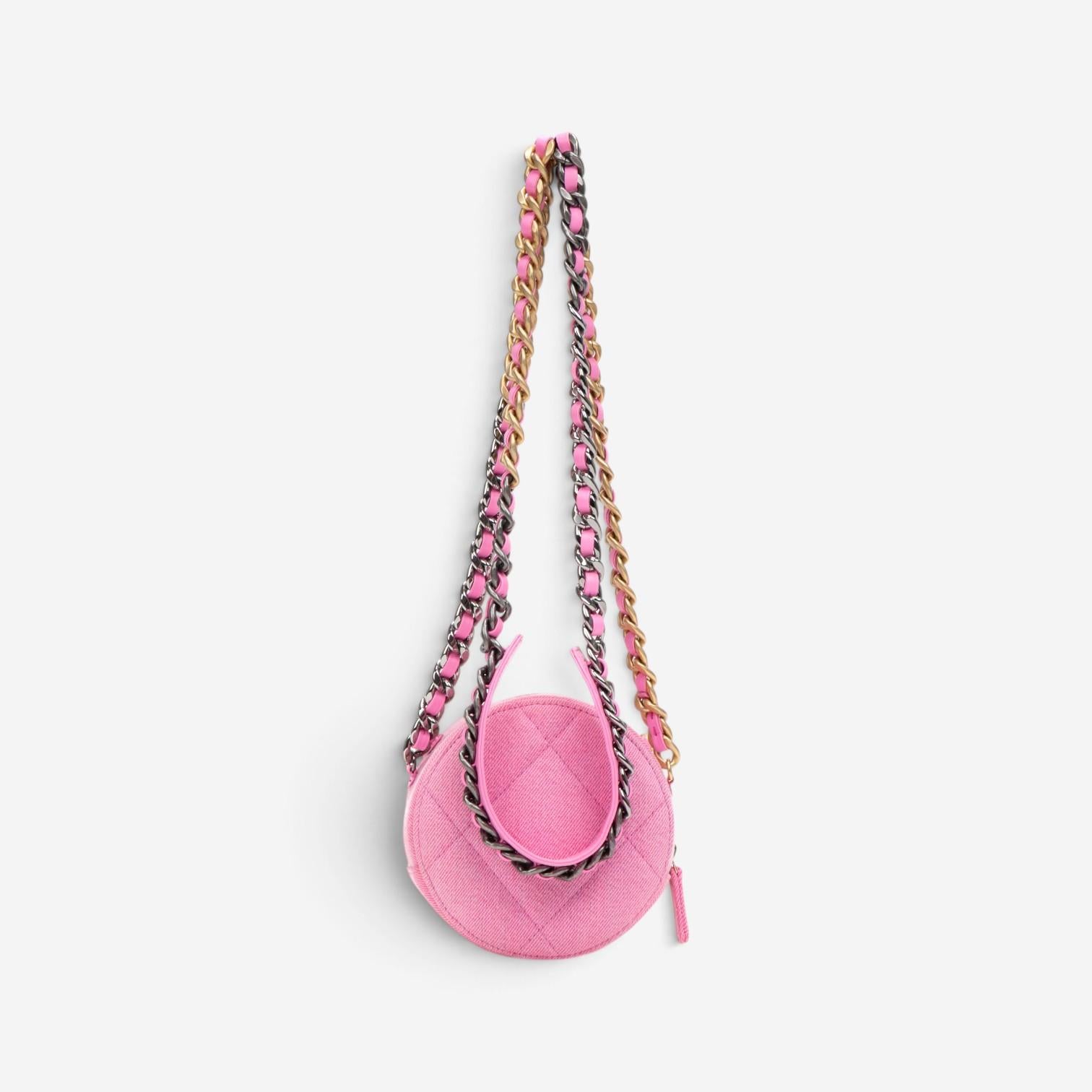 Chanel Pink Denim Canvas 19 Round Mini Clutch GTU0735 — view 5