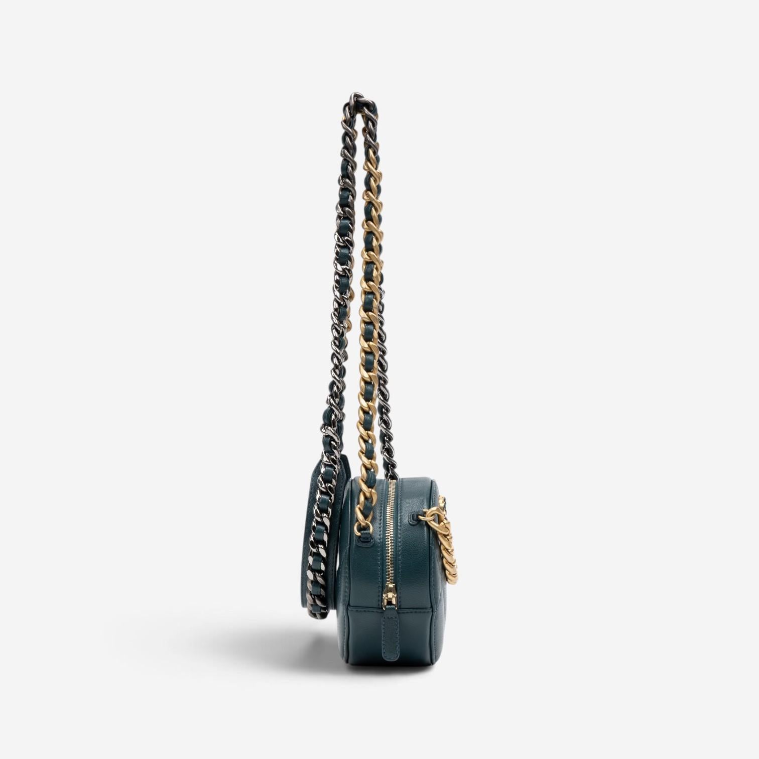 Chanel Dark Green Lambskin Leather Mini 19 Round Chain Clutch GTU0738 — view 3