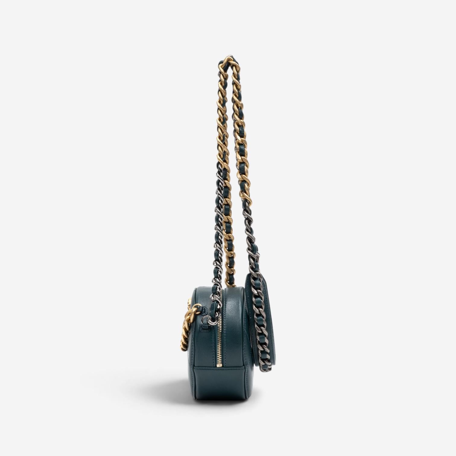 Chanel Dark Green Lambskin Leather Mini 19 Round Chain Clutch GTU0738 — view 4