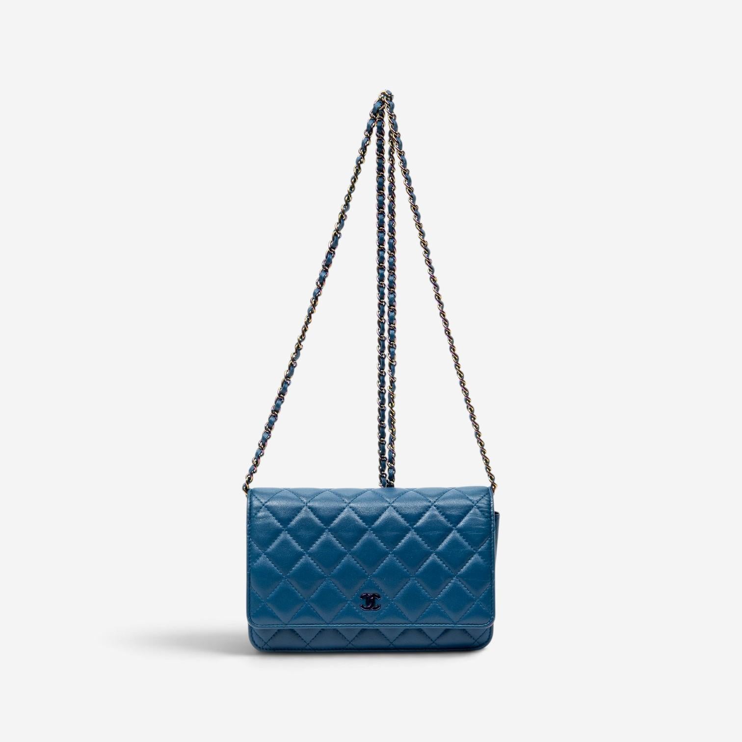 Chanel Classic Blue/Purple Lambskin Leather Chain Wallet ABC6106 — view 1