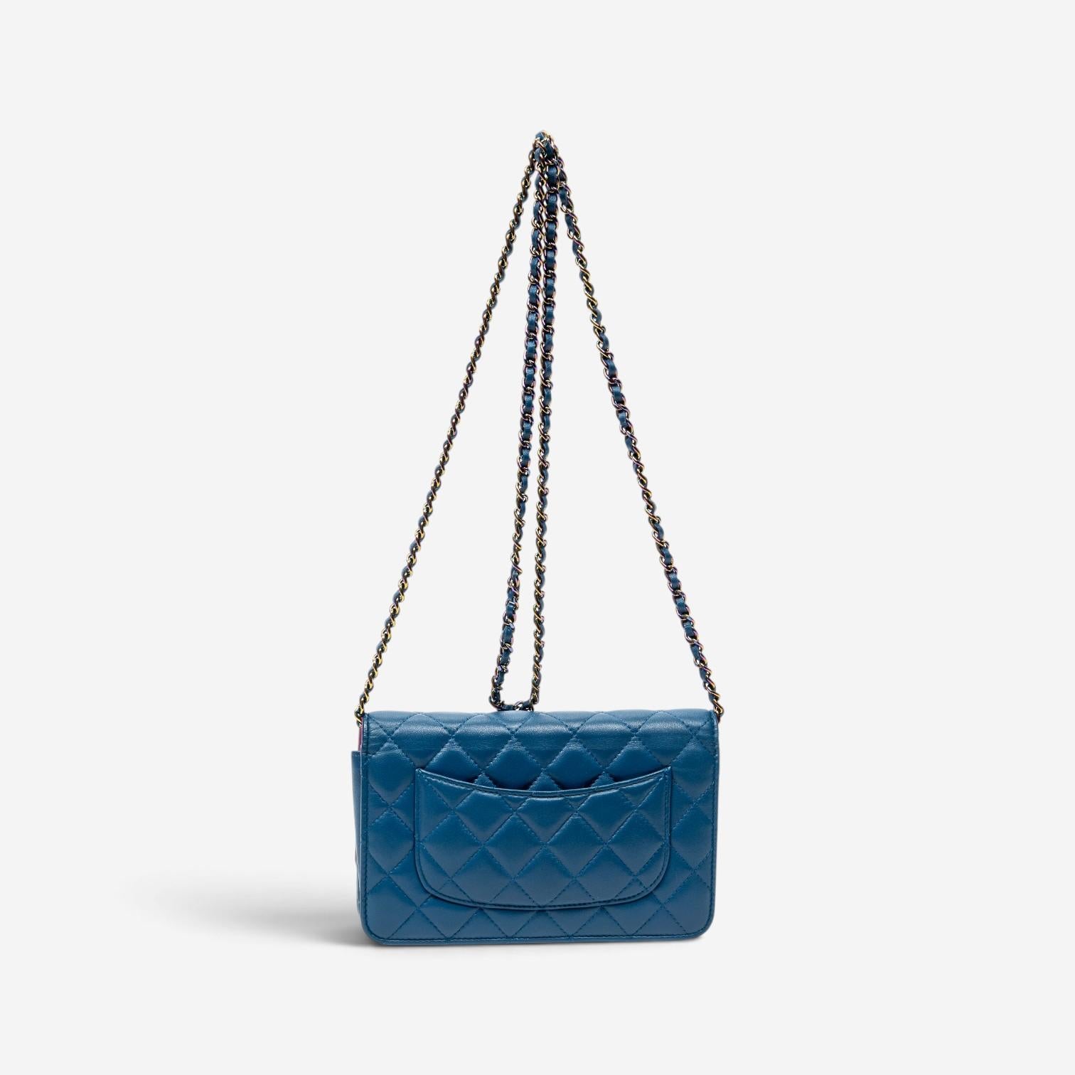 Chanel Classic Blue/Purple Lambskin Leather Chain Wallet ABC6106 — view 5