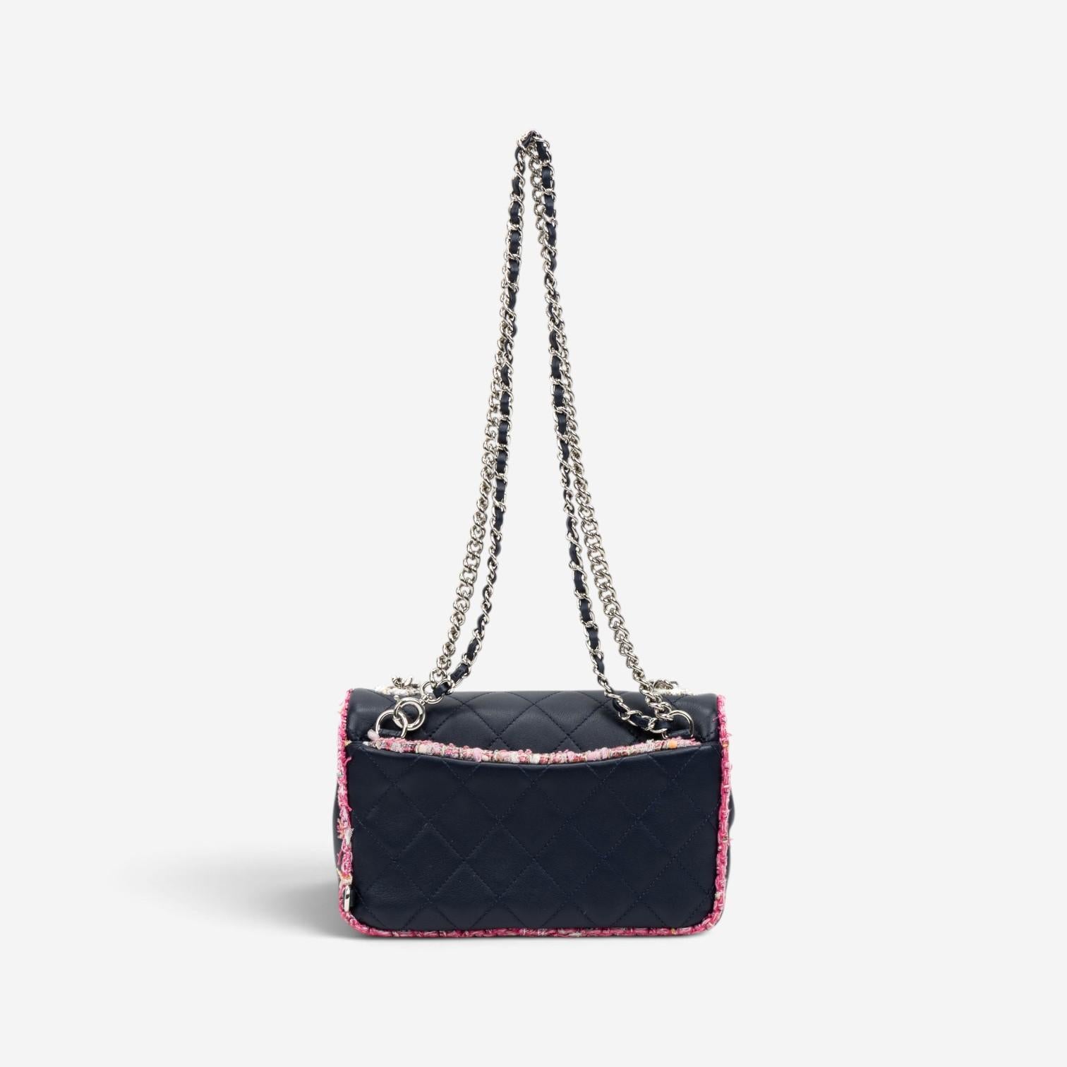 Chanel Black Tweed Canvas Lambskin Single Flap Shoulder Bag GTU0022 — view 2