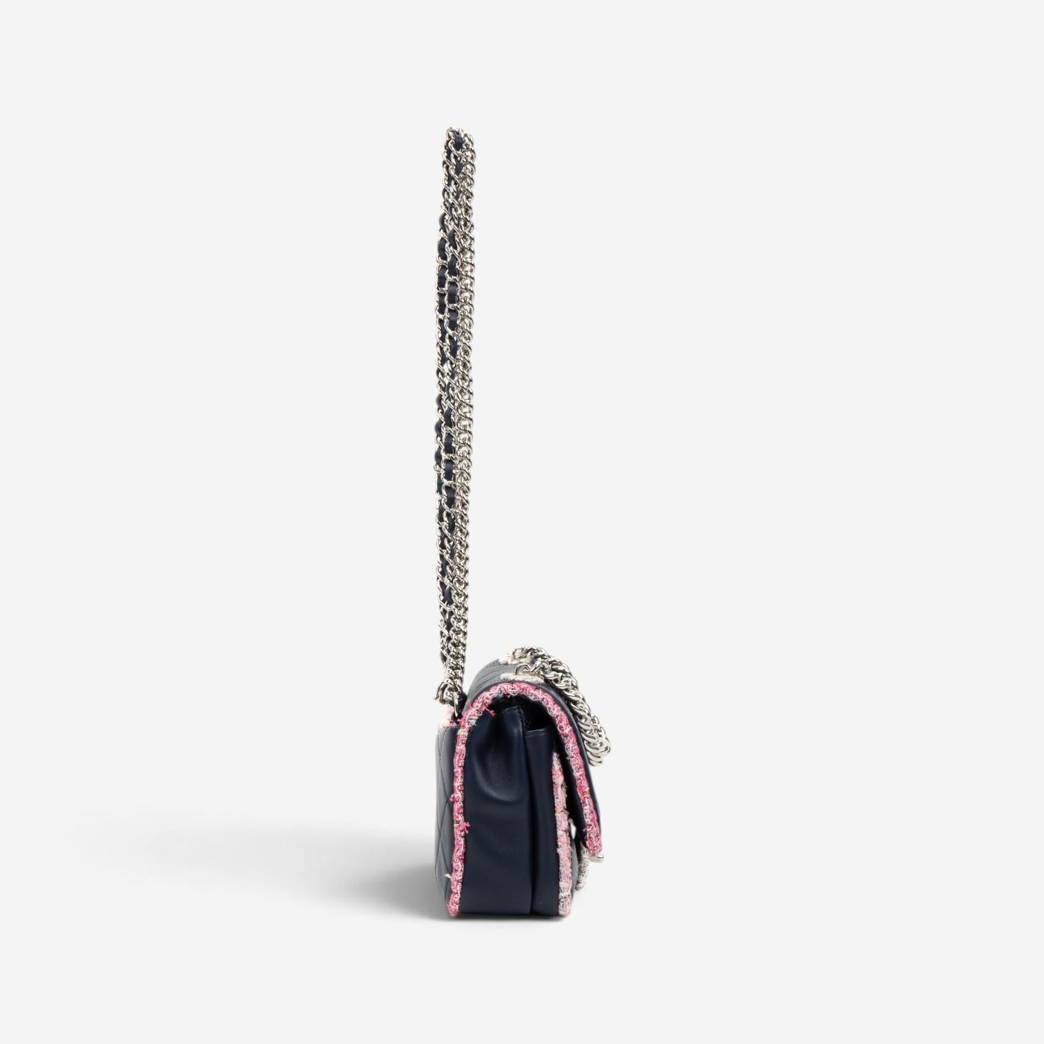 Chanel Black Tweed Canvas Lambskin Single Flap Shoulder Bag GTU0022 — view 5