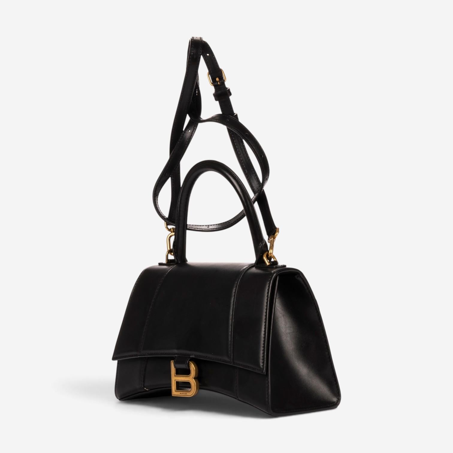 Balenciaga Small Hourglass Black Calfskin Leather Handbag OAG7799 — view 2