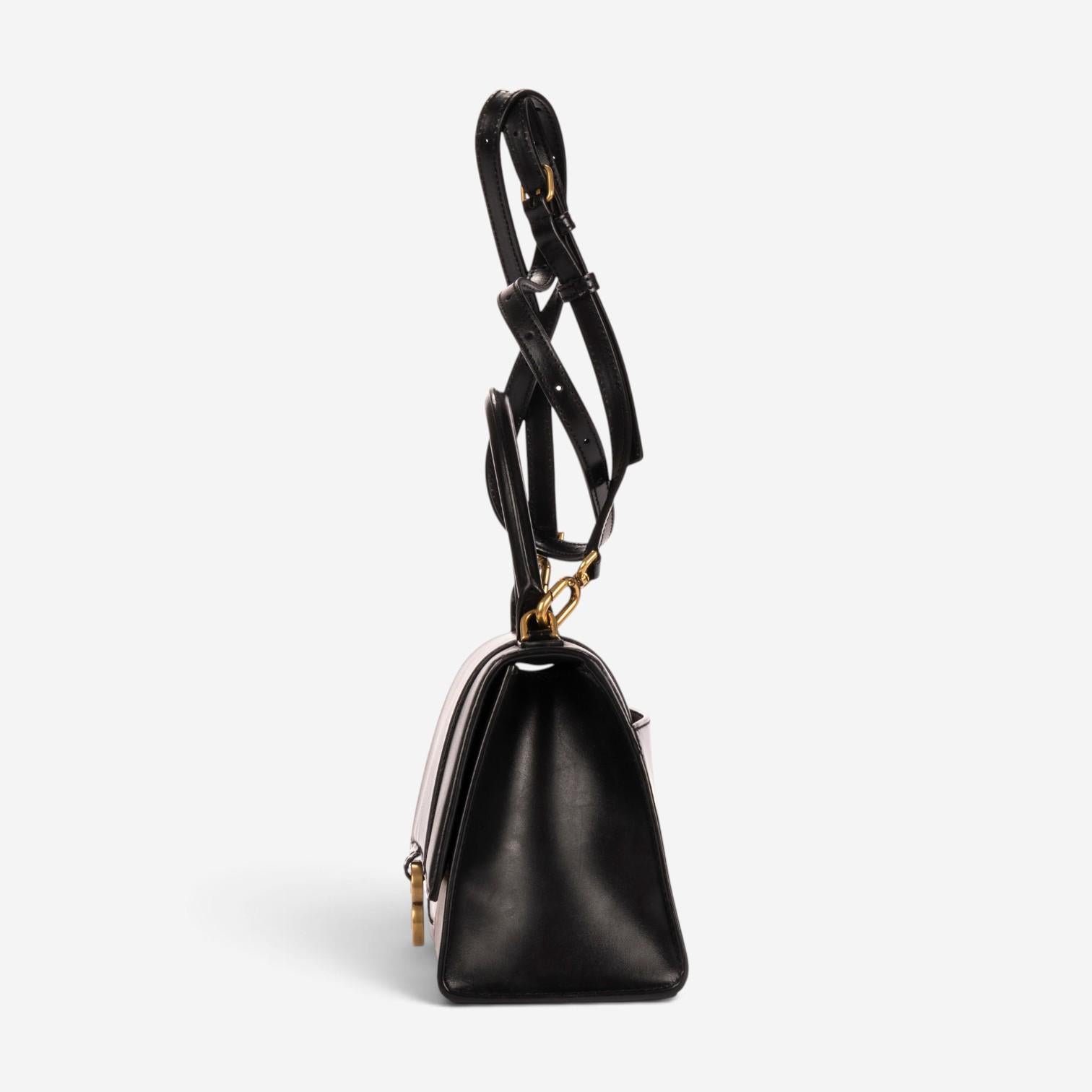 Balenciaga Small Hourglass Black Calfskin Leather Handbag OAG7799 — view 3