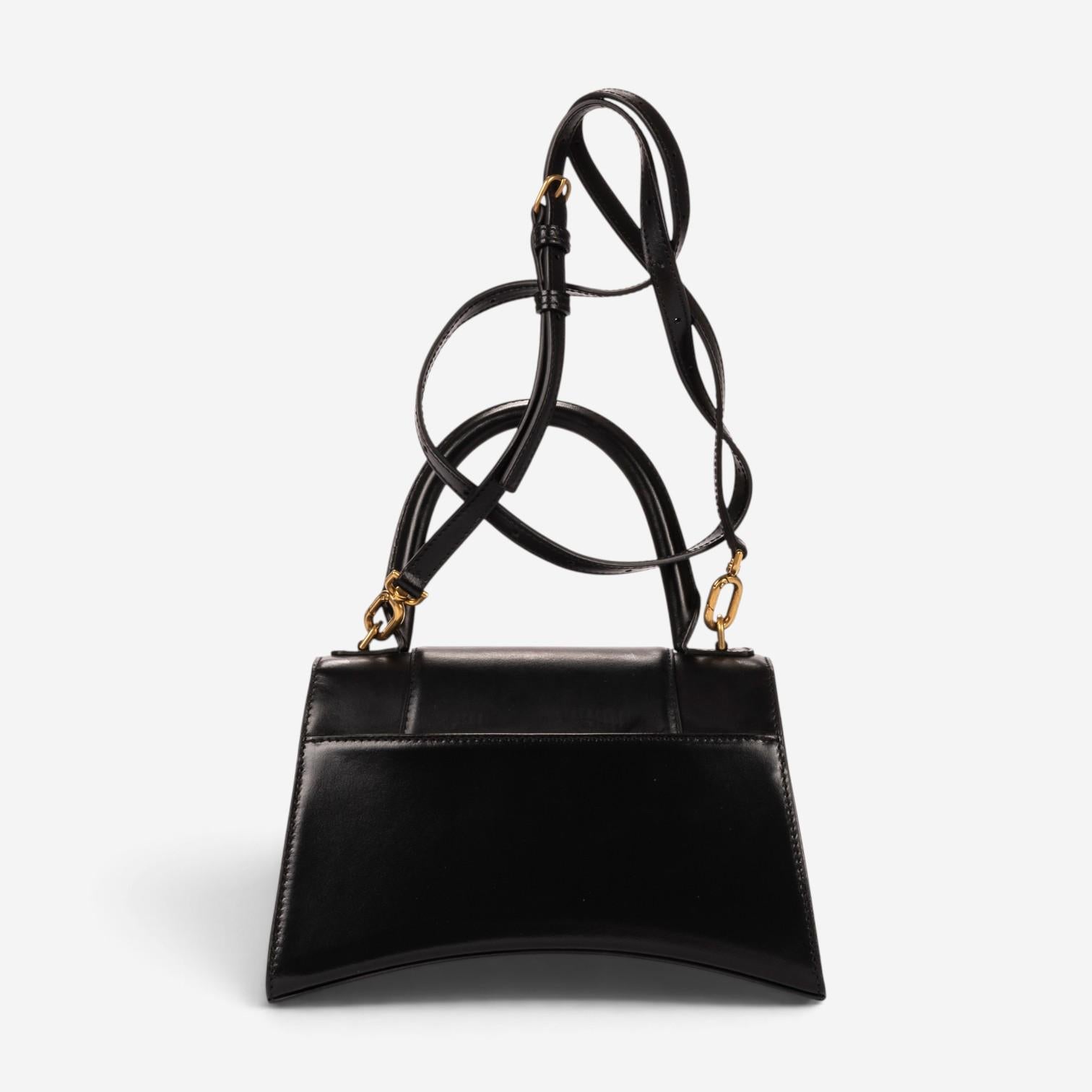 Balenciaga Small Hourglass Black Calfskin Leather Handbag OAG7799 — view 4