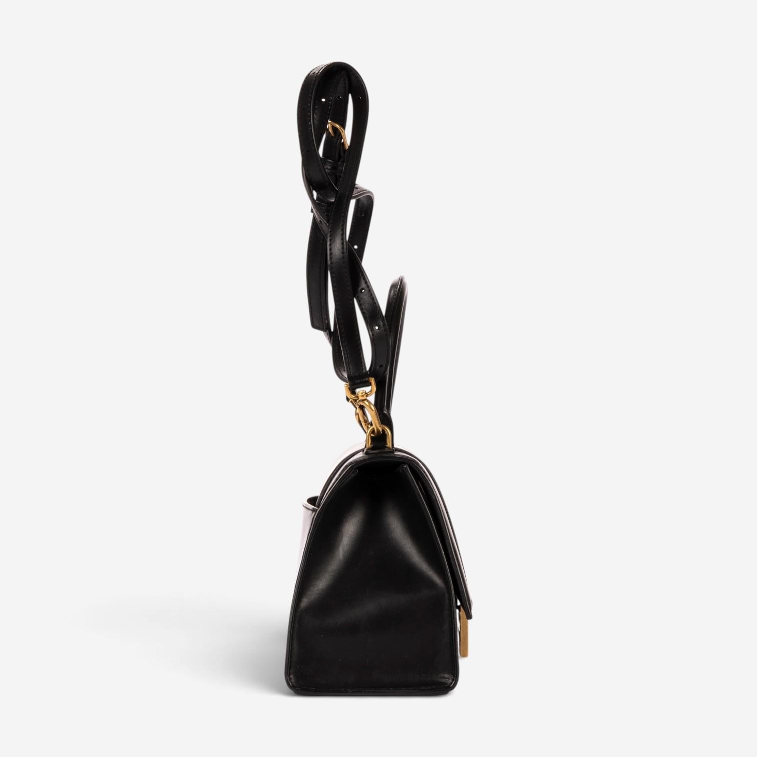 Balenciaga Small Hourglass Black Calfskin Leather Handbag OAG7799 — view 5