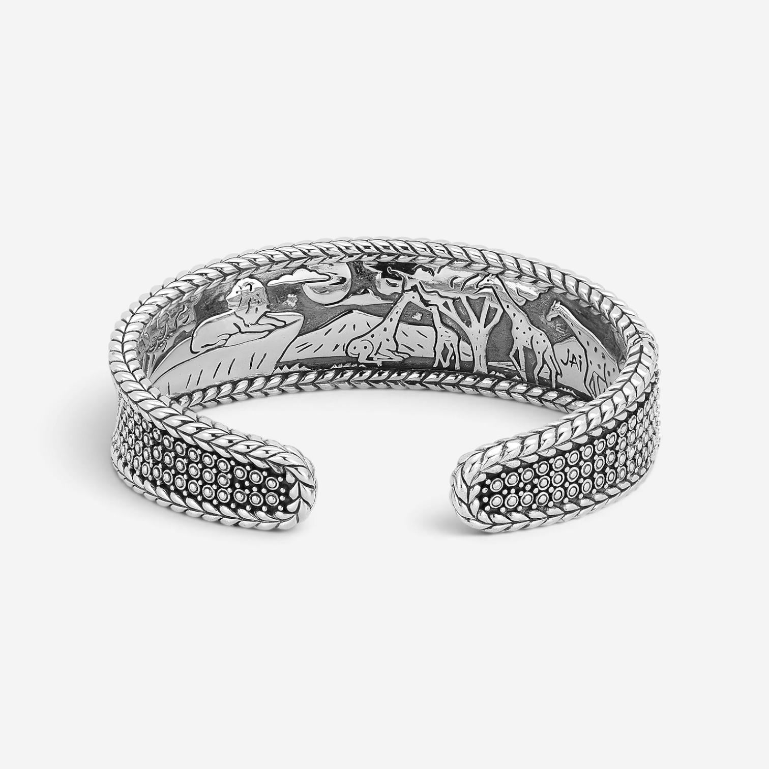 JAI Kalahari Sterling Silver Concave Cuff Bangle Bracelet JJH5031B — view 4