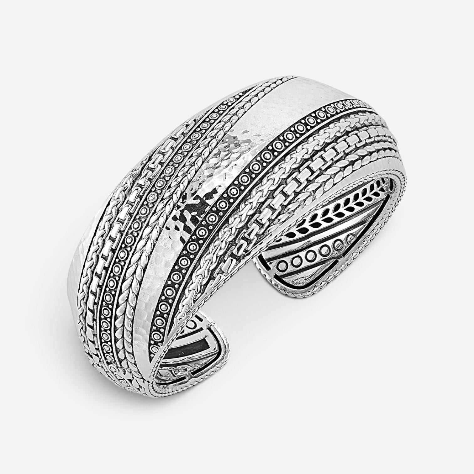 JAI Modern Artisan Sterling Silver Textured Cuff Bangle Bracelet JJH5004B — view 2