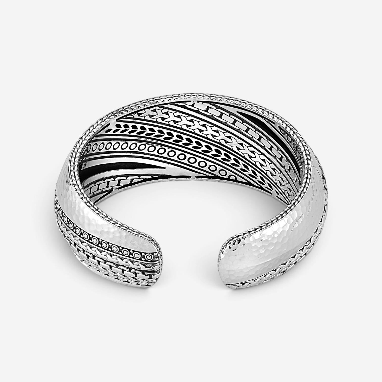 JAI Modern Artisan Sterling Silver Textured Cuff Bangle Bracelet JJH5004B — view 4
