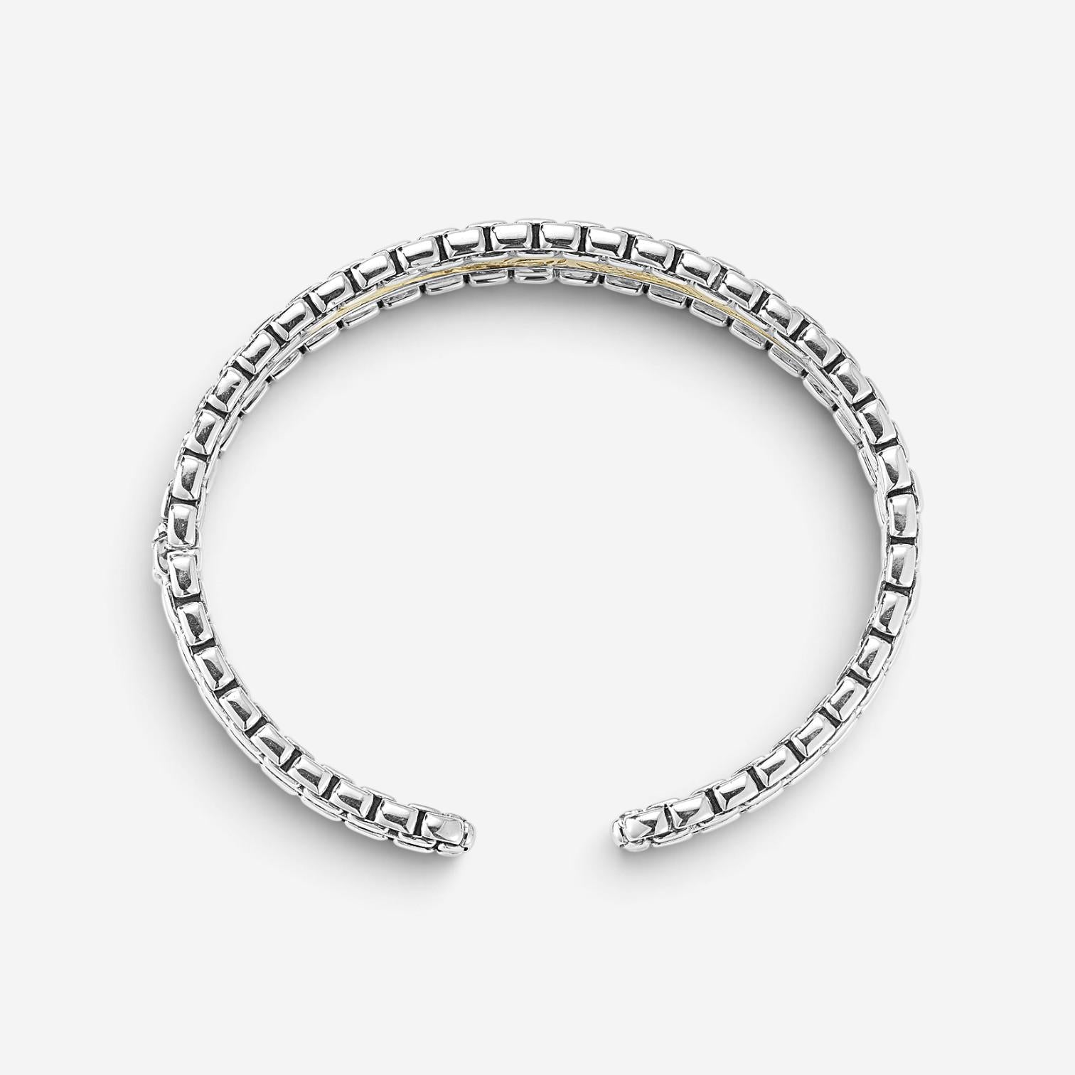 JAI Sterling Silver & 14K Yellow Gold Inlaid Hammered Cuff Bangle Bracelet JJH30 — view 4