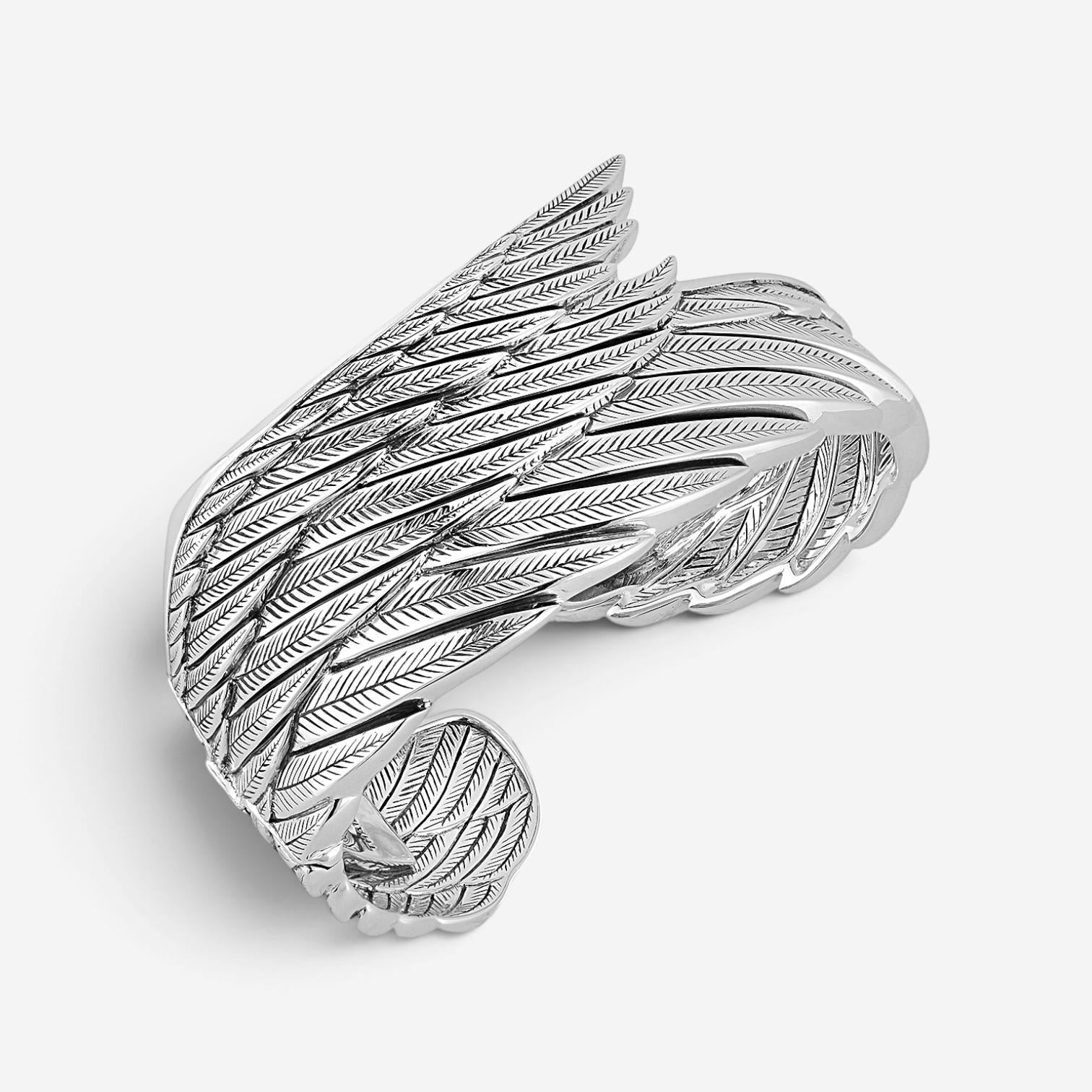 JAI Wings of Love Sterling Silver Hinged Cuff Bangle Bracelet JJH1026B — view 2