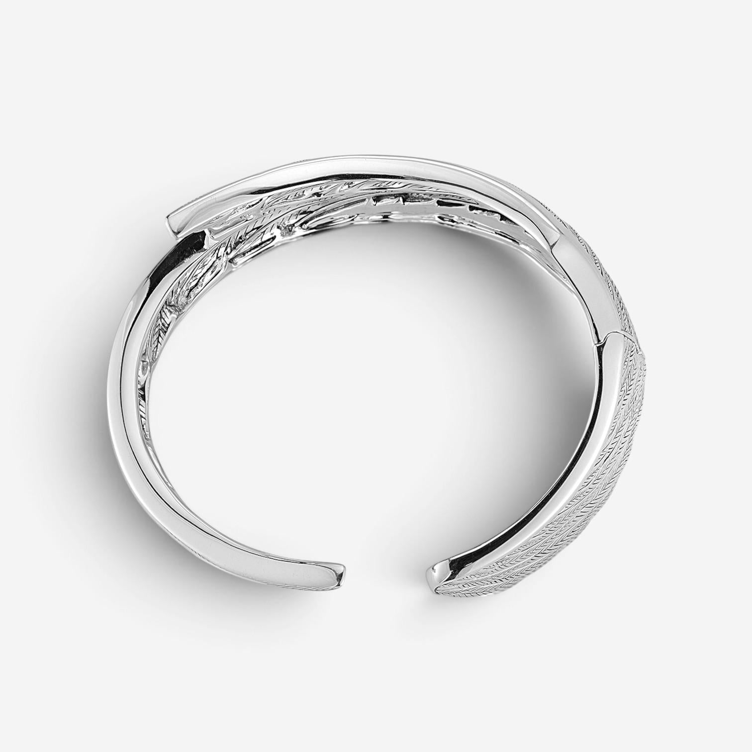 JAI Wings of Love Sterling Silver Hinged Cuff Bangle Bracelet JJH1026B — view 3