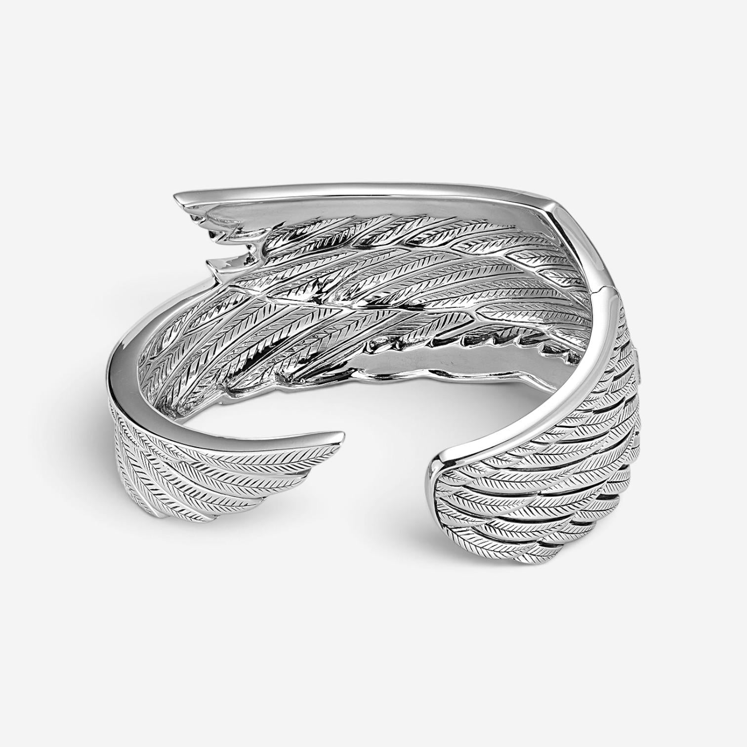 JAI Wings of Love Sterling Silver Hinged Cuff Bangle Bracelet JJH1026B — view 4