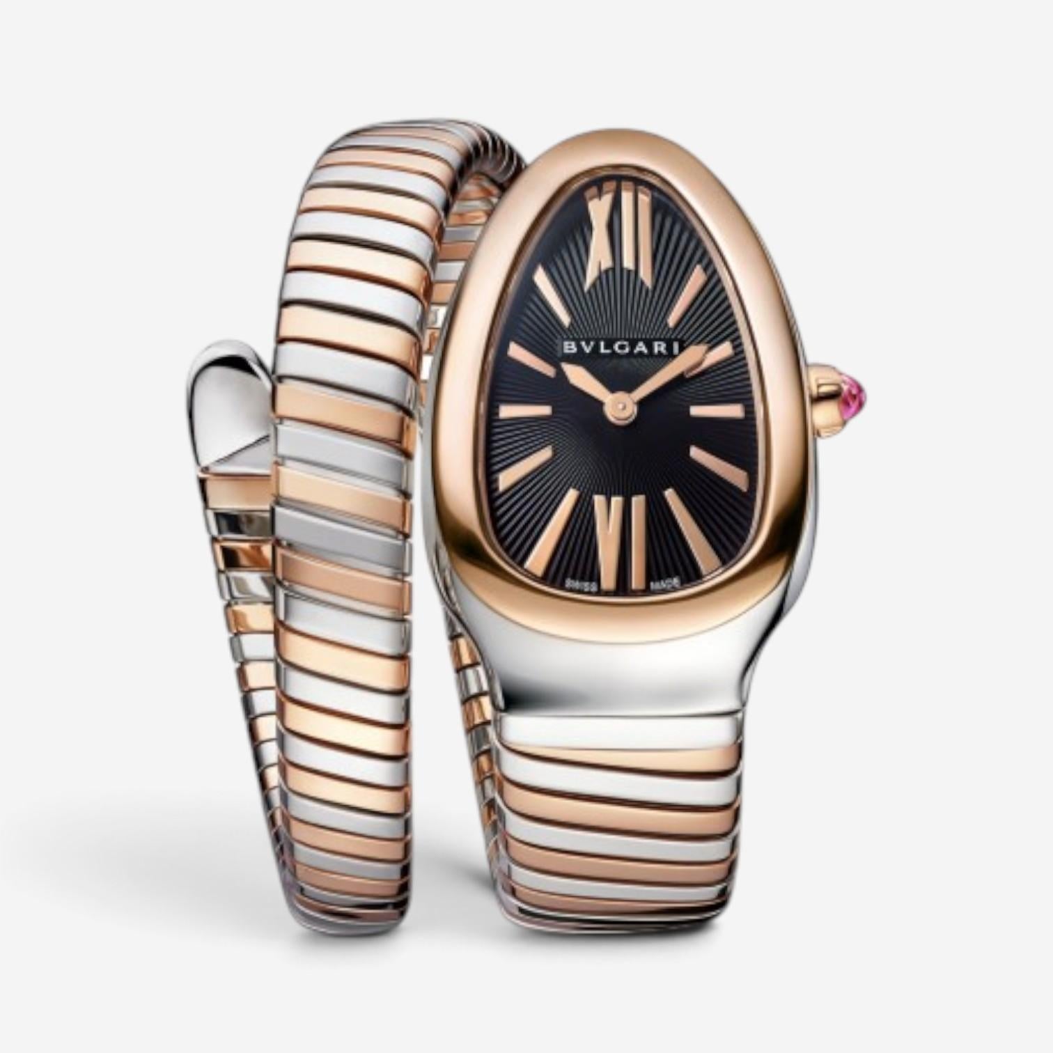 Bulgari Serpenti Tubogas 35mm 18K Rose Gold & Steel Quartz Ladies Watch SP35SPG