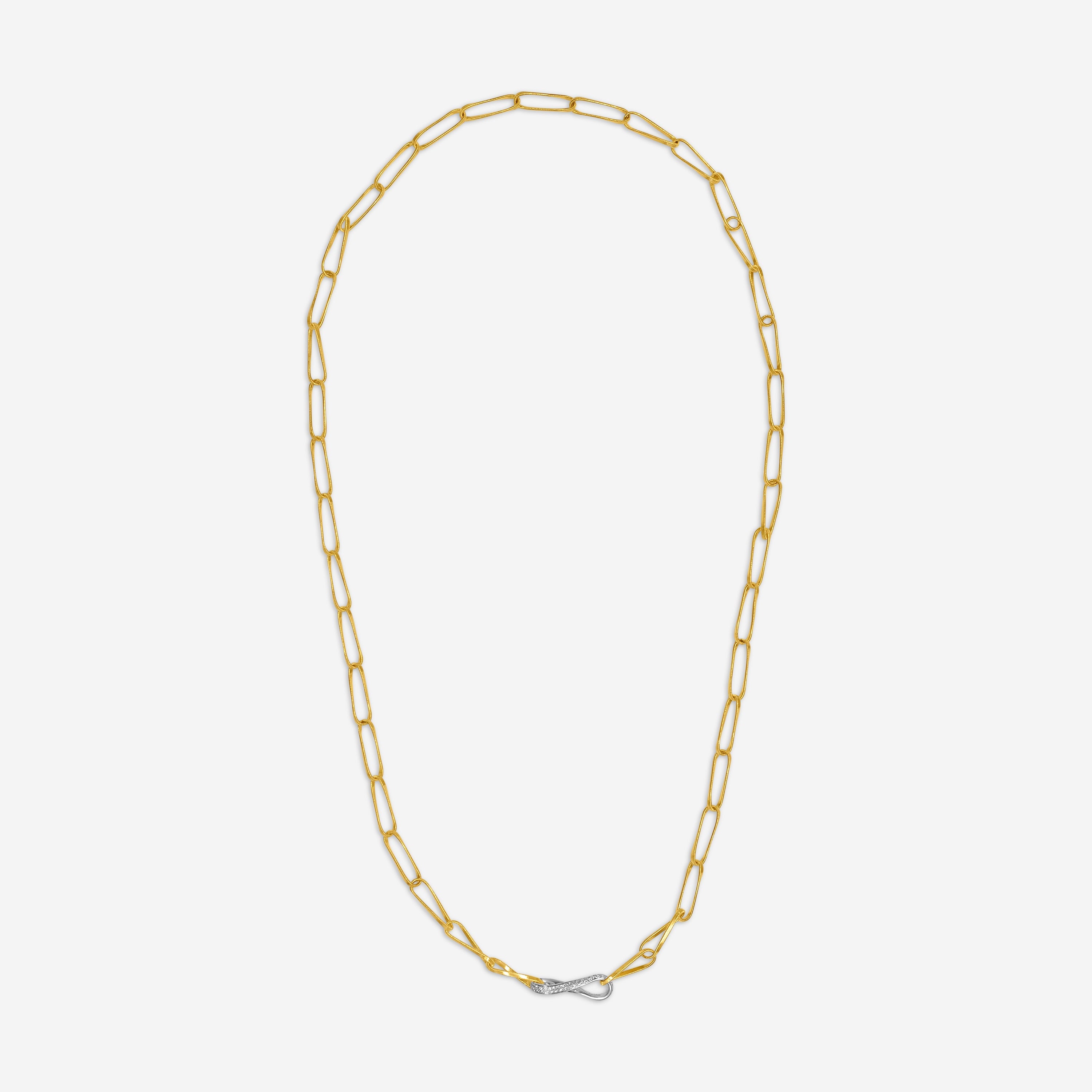 Marco Bicego Marrakech Onde 18K Yellow & White Gold Diamond Necklace CG849_B_YW_