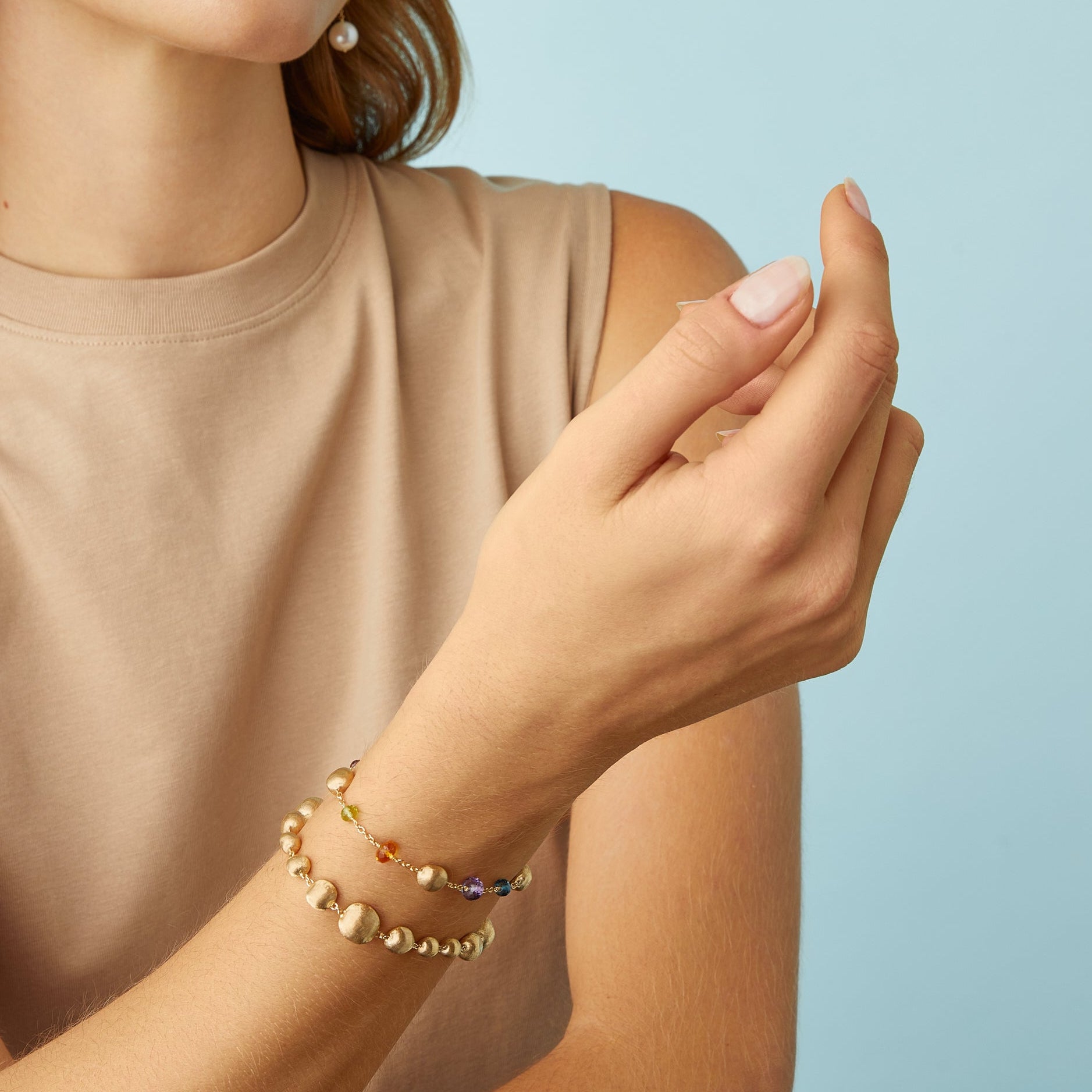 Marco Bicego Africa Multi-Gemstone 18K Yellow Gold Bracelet BB2251_MIX02_Y_02 — view 2