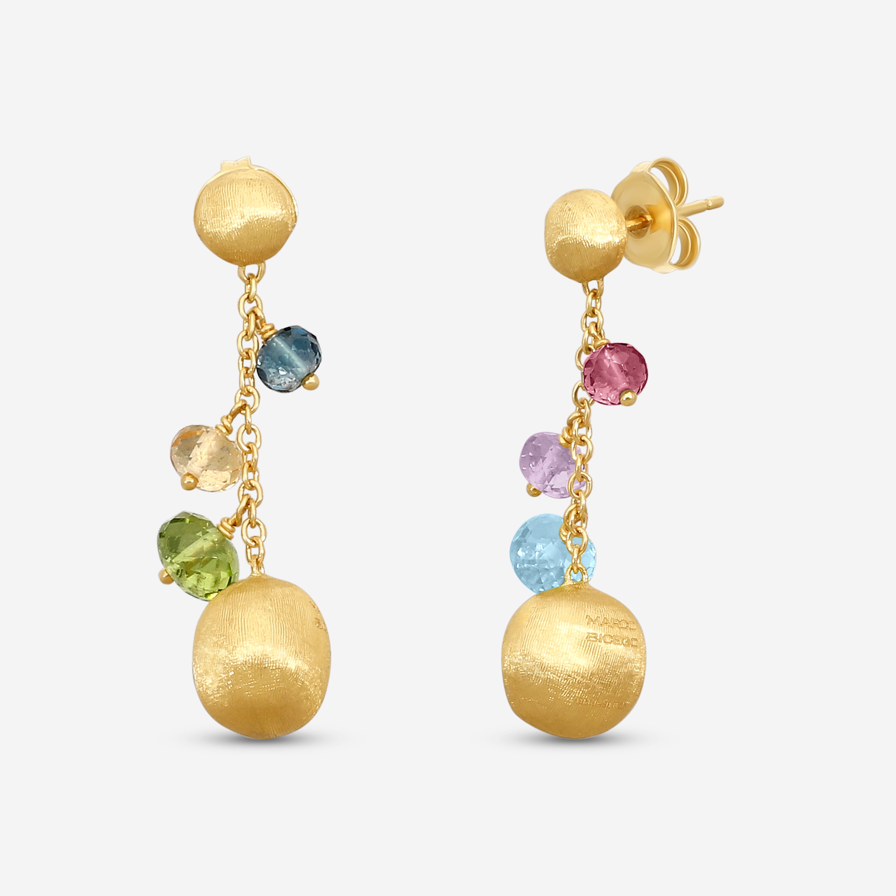 Marco Bicego Africa Multi-Gemstone 18K Yellow Gold Drop Earrings OB1860_MIX02 — view 3
