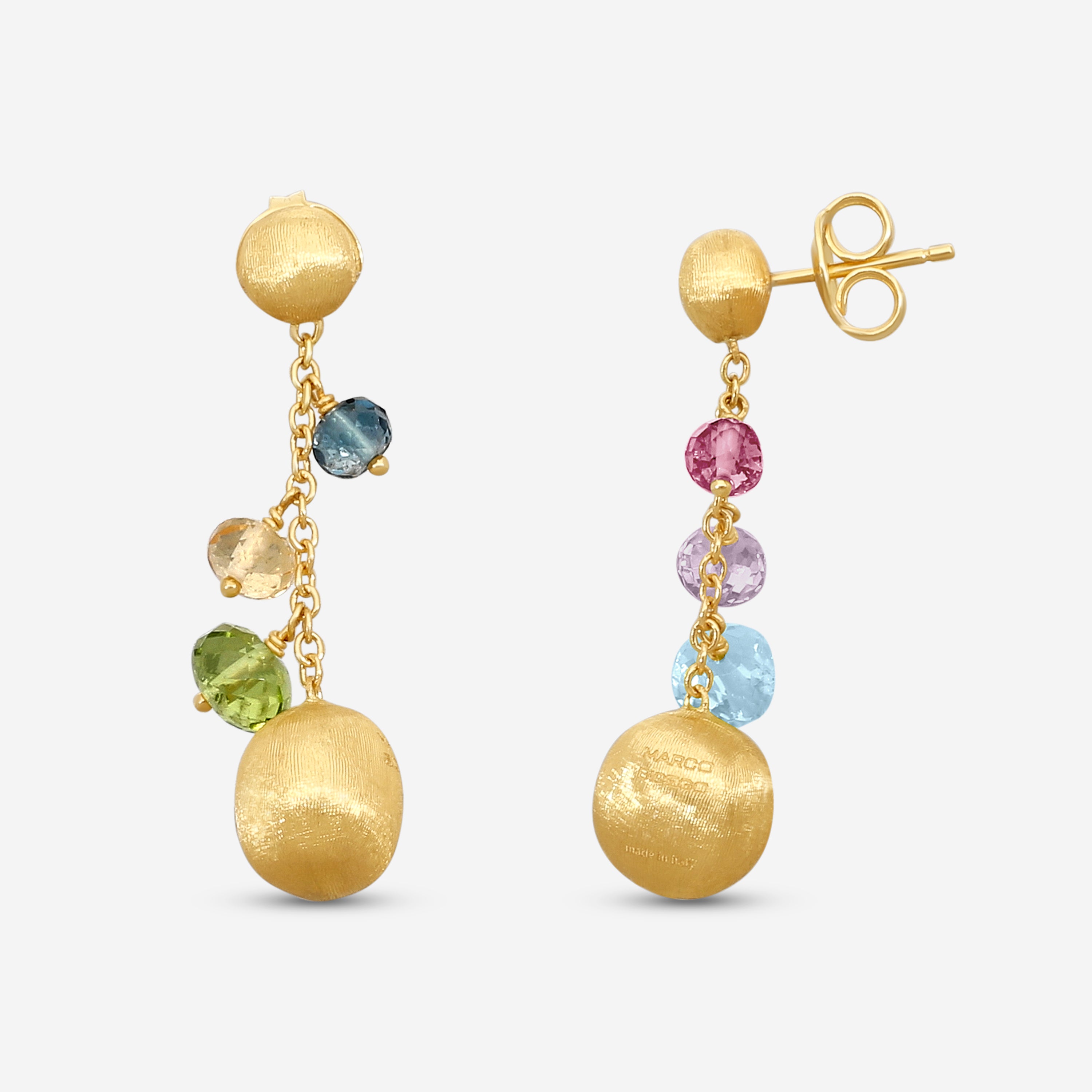 Marco Bicego Africa Multi-Gemstone 18K Yellow Gold Drop Earrings OB1860_MIX02 — view 4