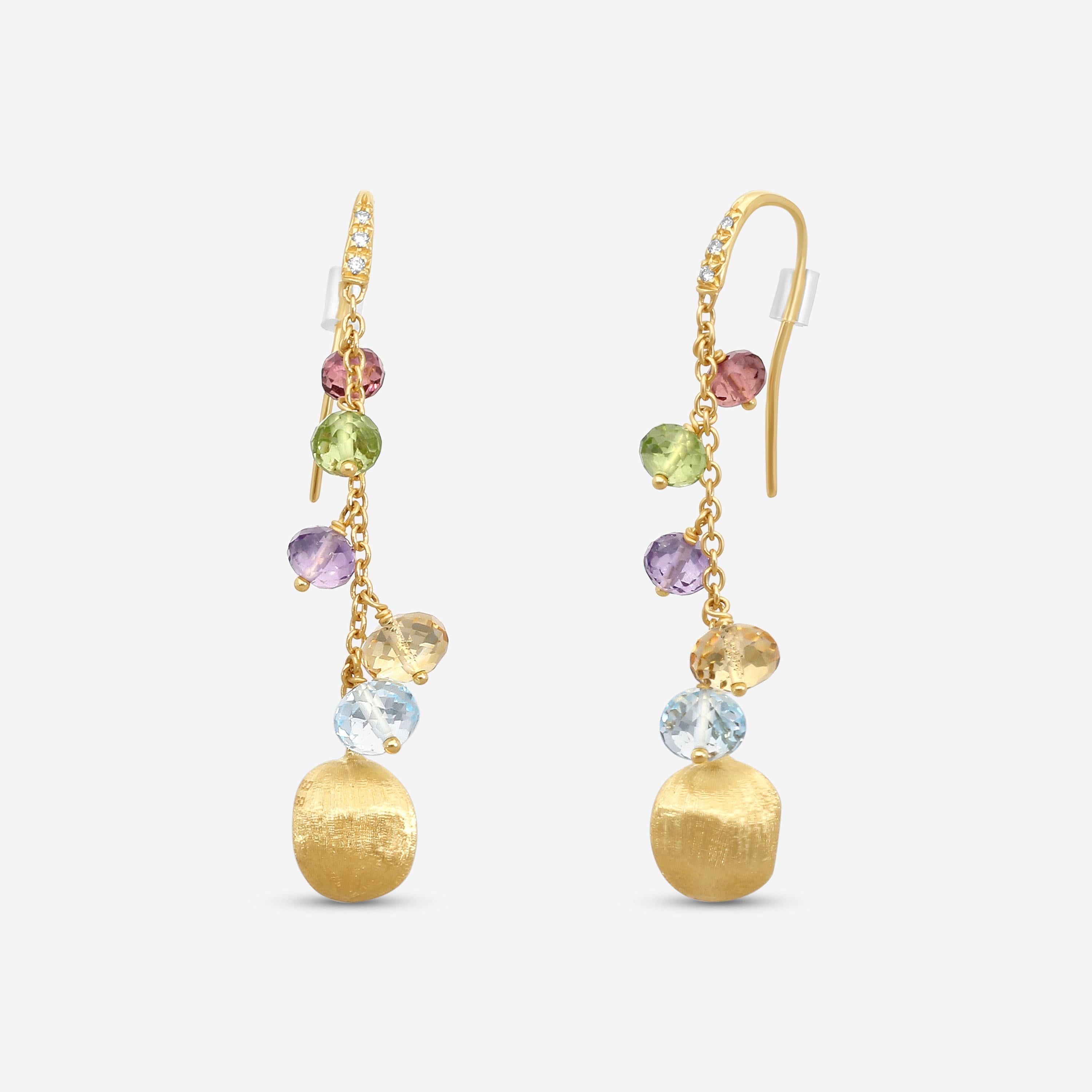Marco Bicego Africa Multi-Gemstone 18K Yellow Gold Drop Earrings OB1861-AB