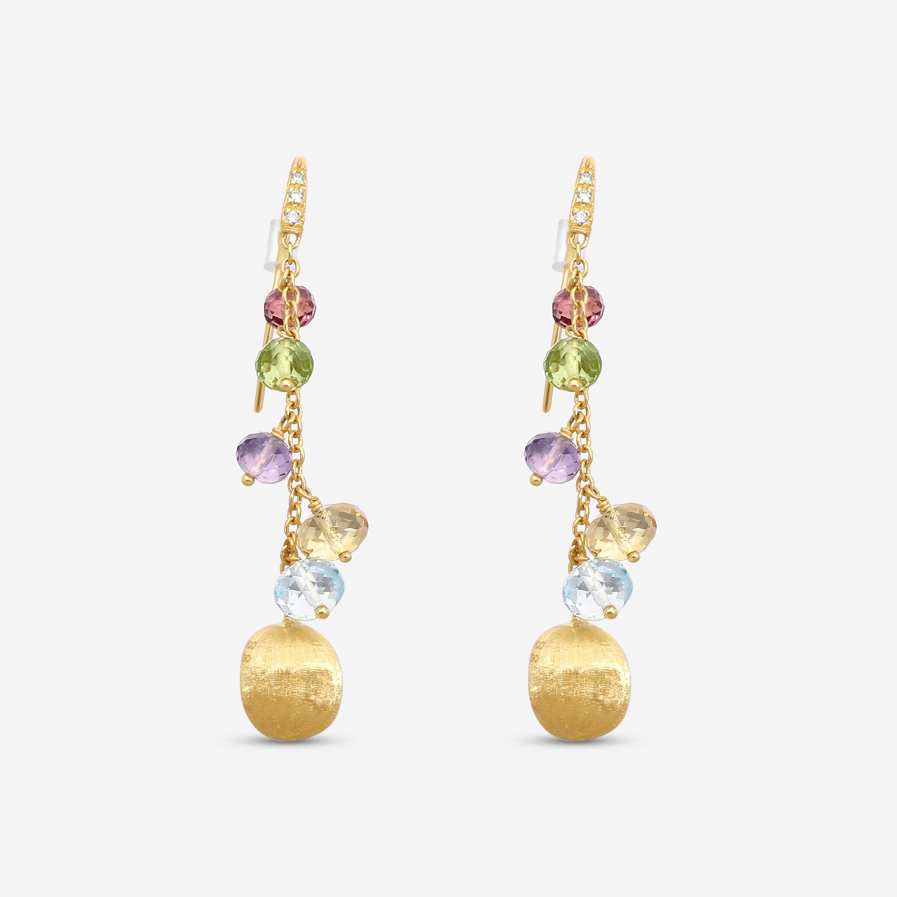 Marco Bicego Africa Multi-Gemstone 18K Yellow Gold Drop Earrings OB1861-AB — view 3